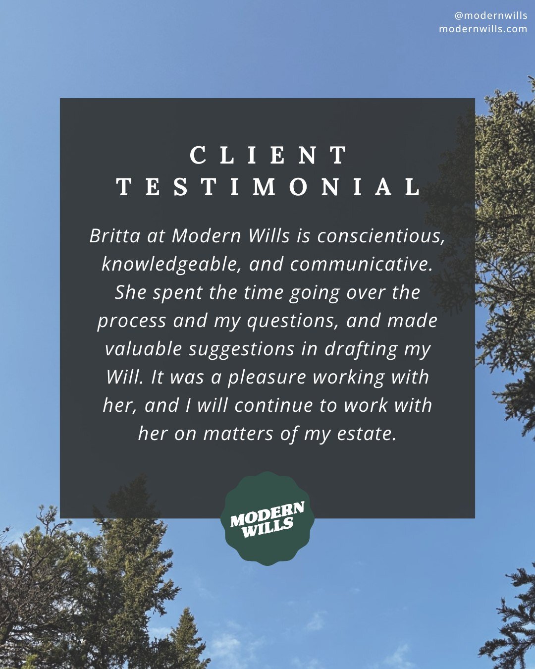 ✨ A huge thank you to our wonderful client for trusting us with their estate planning! We are in the business of providing peace of mind. That is our goal on every file! ✨

#ClientTestimonial #WillsAndTrusts #EstatePlanning