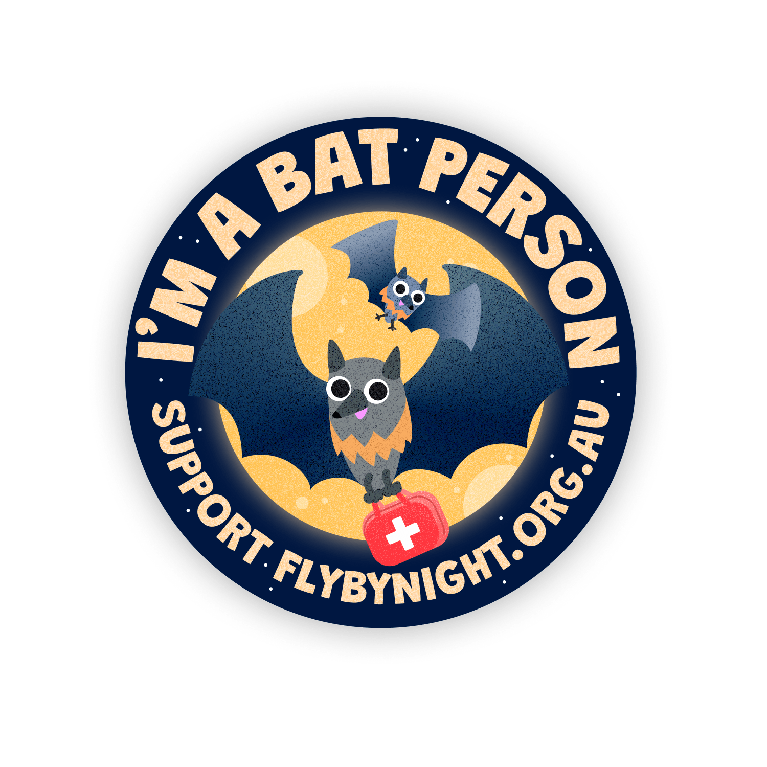 Moon Bat Sticker for Fly By Night Bat Clinic
