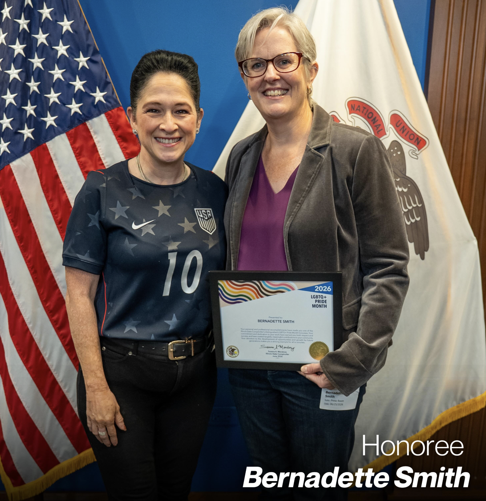 Bernadette Smith Named 2026 LGBTQ+ Pride Month Honoree by Illinois State Comptroller Susana Mendoza