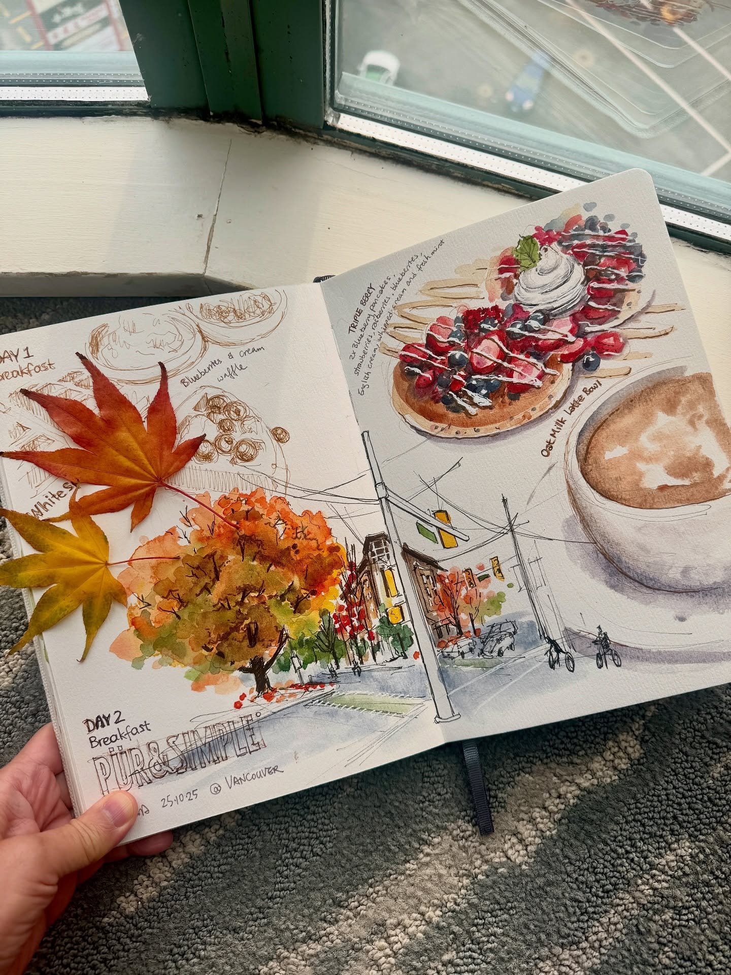 I always like to enjoy a hearty breakfast when I arrive in a new country. Jet lag makes me crave for a warm and tasty meal. This time in Vancouver, I was especially amazed by the vibrant colours of the trees.

@usk.vancouver #vancouver @urbansketcher