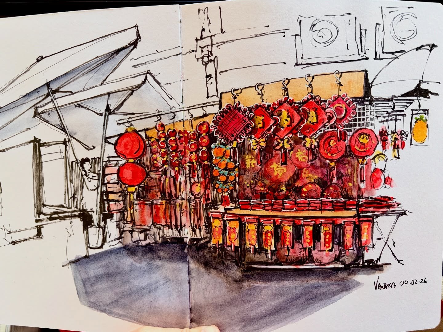 Another lunch sketching session at Gresson Street &mdash; never gets bored! This time I captured the stall selling Chinese New Year decorations and even got a lovely handmade horse to celebrate the Year of the Horse.

@urbansketchershk @wanchaifastsk