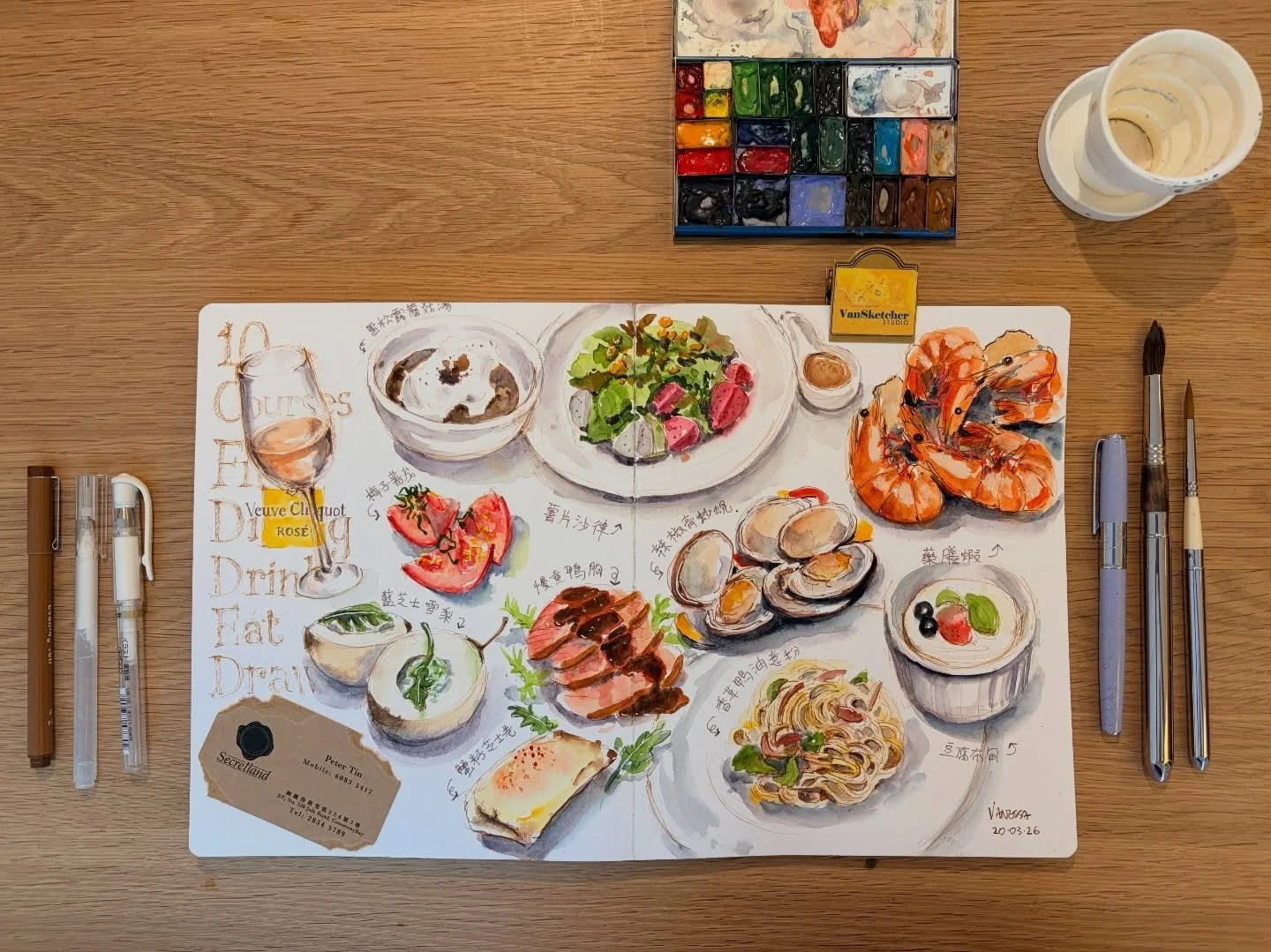 A 10-course fine dining &ldquo;drink, draw, and eat&rdquo; experience with my sketching friends and students! It was such a wonderful night together &mdash; full of fun, laughter, delicious food, and happy sketching. It&rsquo;s been so long since I&r