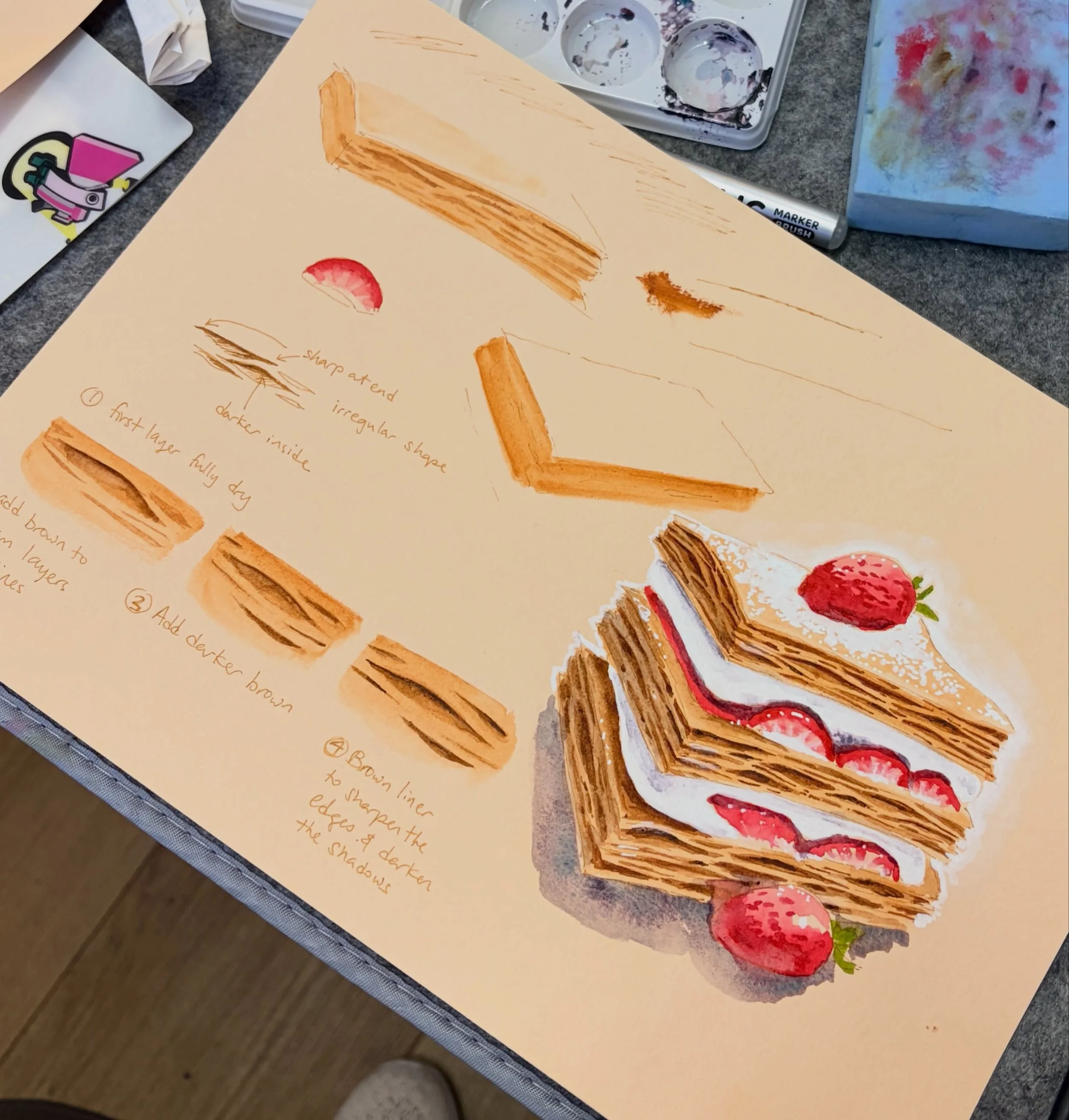 Finally wrapped up my series of brown paper food illustration workshops! Here are some clips capturing moments from each session&mdash;my demo teaching, along with the amazing works completed by my students.
I truly hope everyone enjoyed the journey 