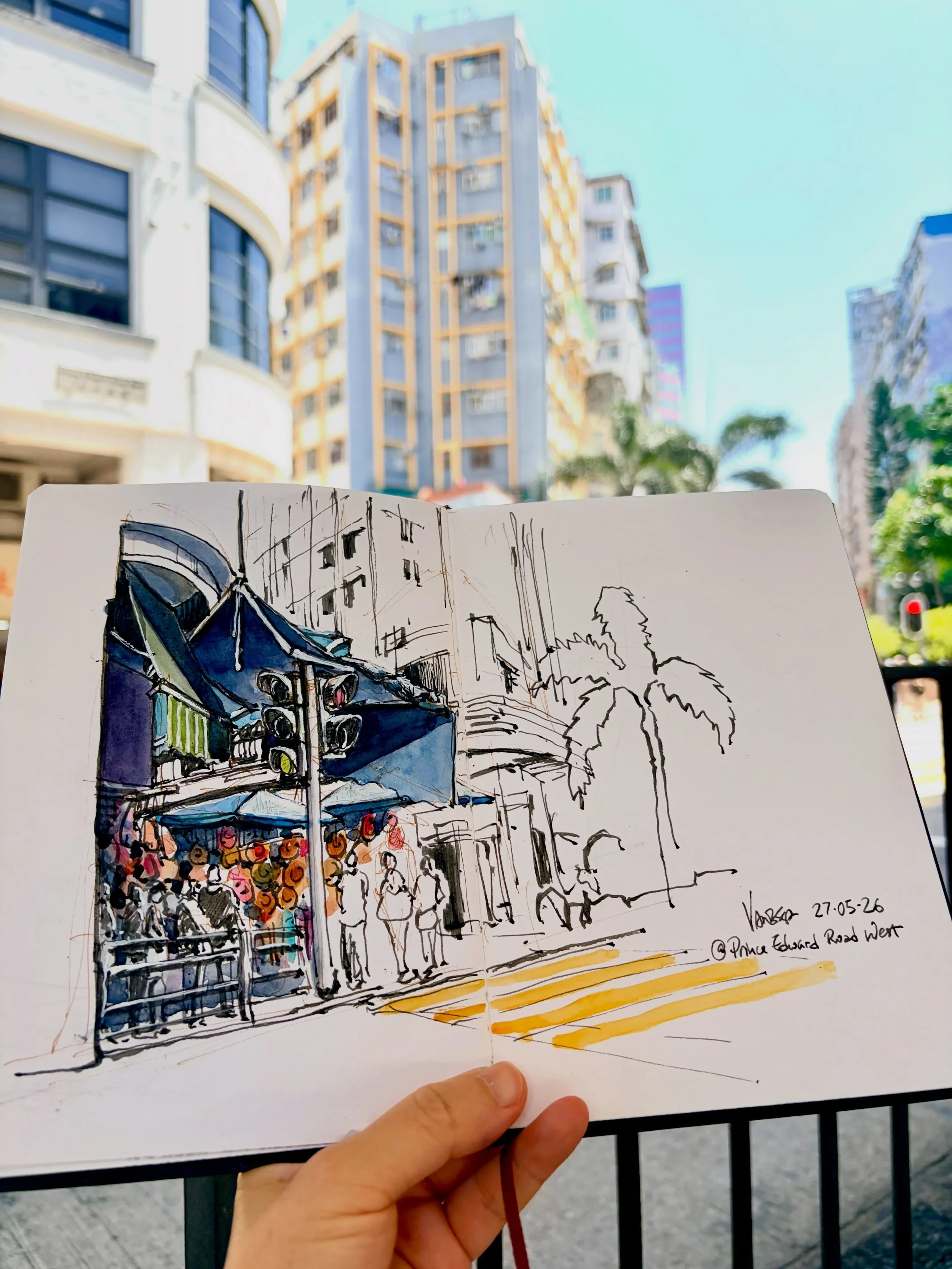 It&rsquo;s getting hot, but we&rsquo;re lucky to be under the bridge, where there&rsquo;s a gentle breeze for our lunch sketch. So it&rsquo;s not that bad at all. But I guess pretty soon we won&rsquo;t be doing outdoor lunch sketches anymore since su