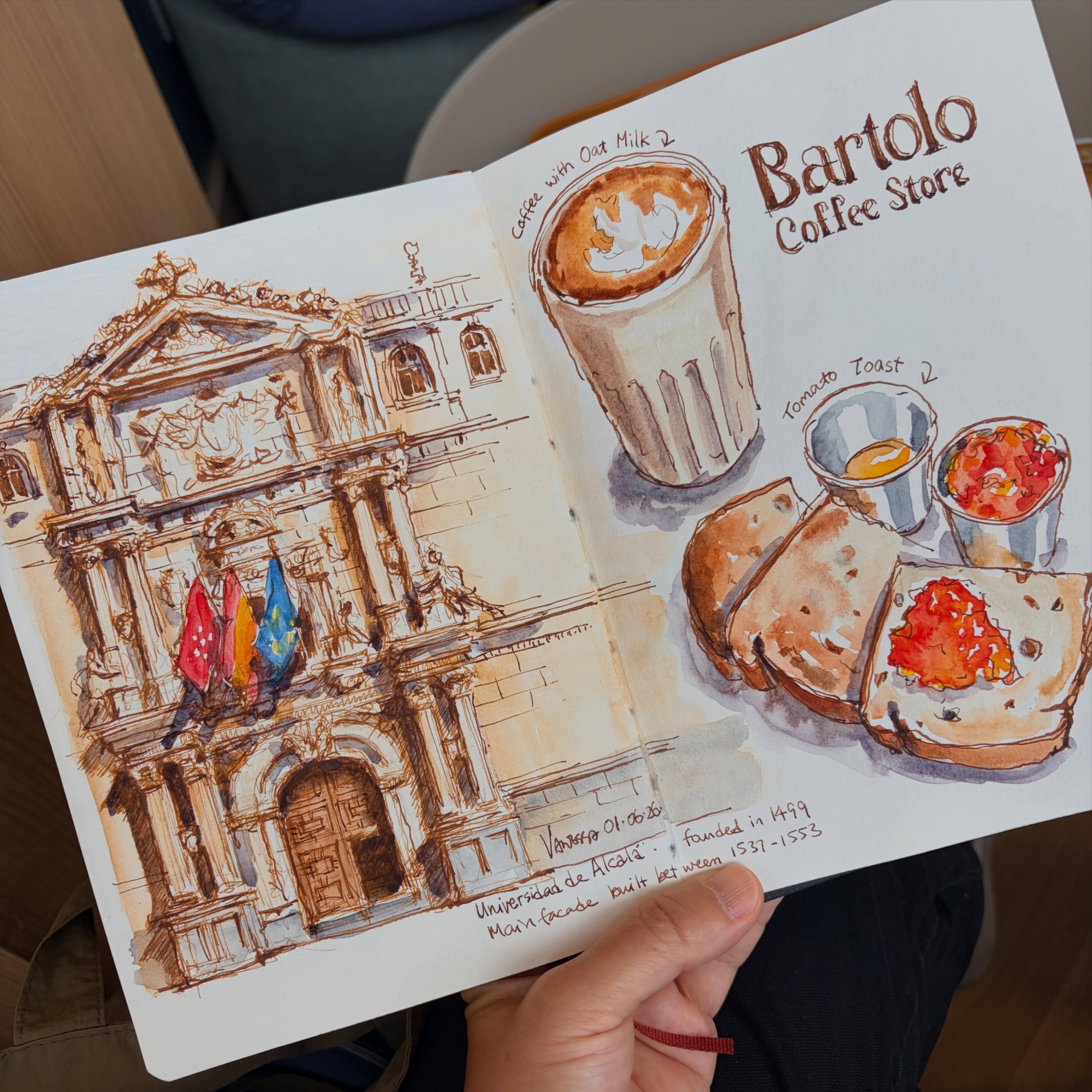 The university of Alcal&aacute; and @bartolo_cafe for the best coffee in Alcala ☺️

@urbansketchershk
