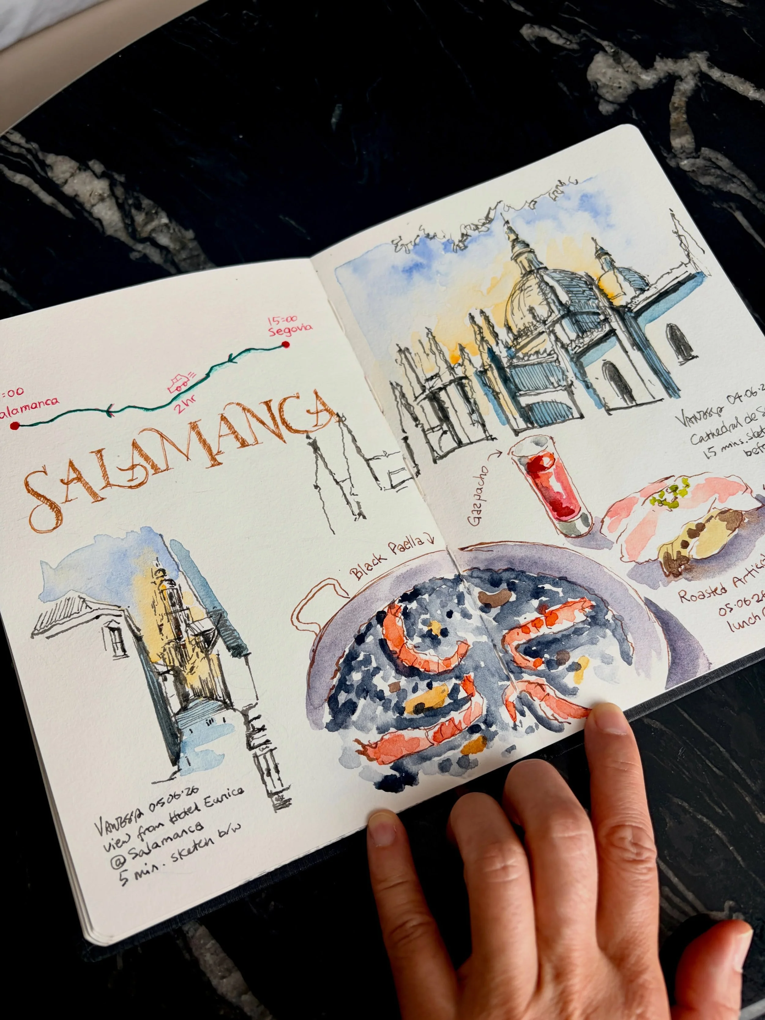Trip continues, from Segovia to Salamanca. Black rice. Quick sketches.
@urbansketchershk