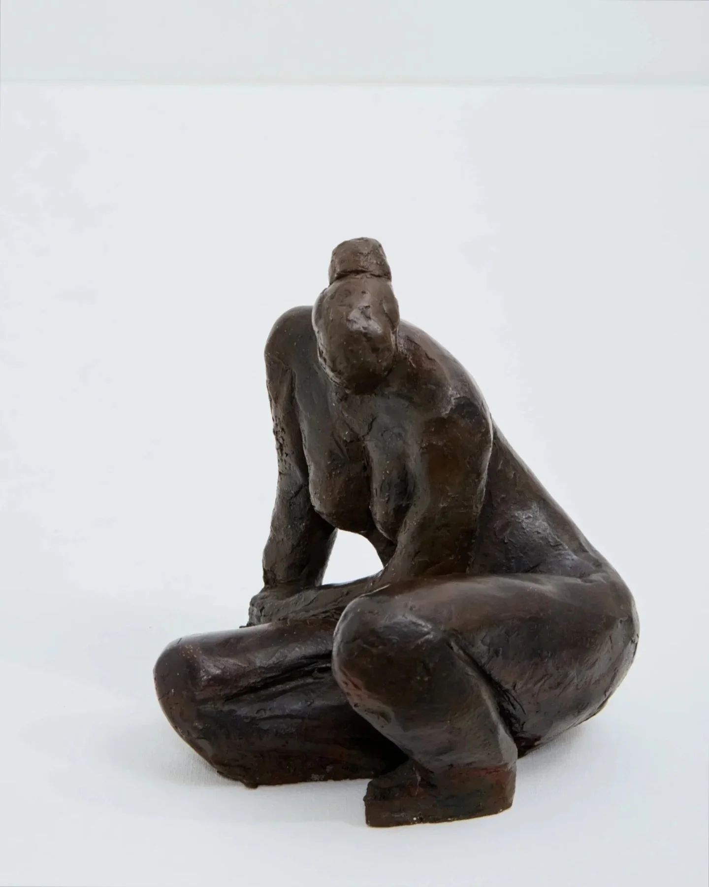 Resplendent Nude Study&hellip;
 
Neo classical earthenware bather in a rich bronze metallic glaze.

France 1950s.