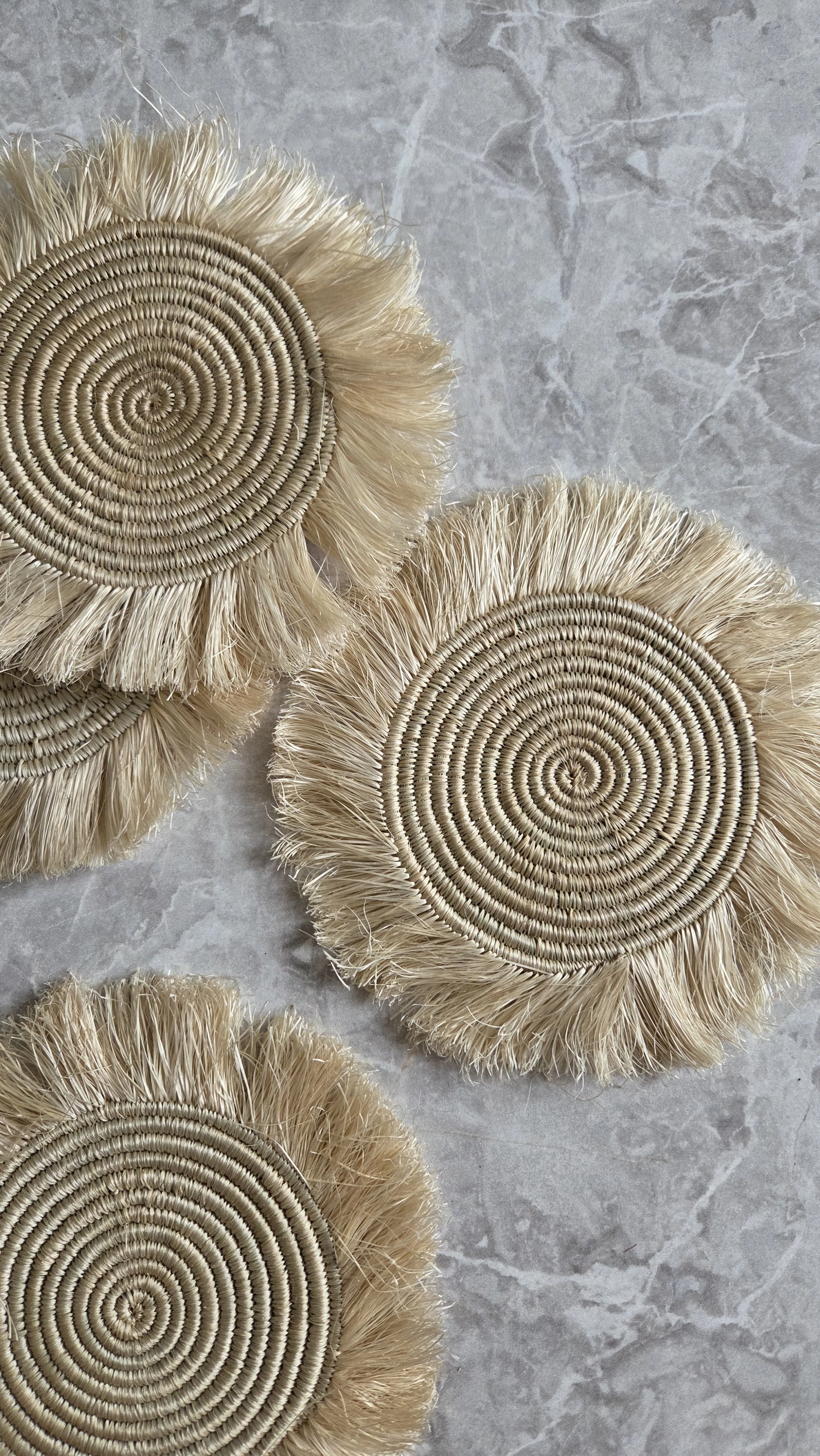 Neutral Fringed Coasters - Set of 4