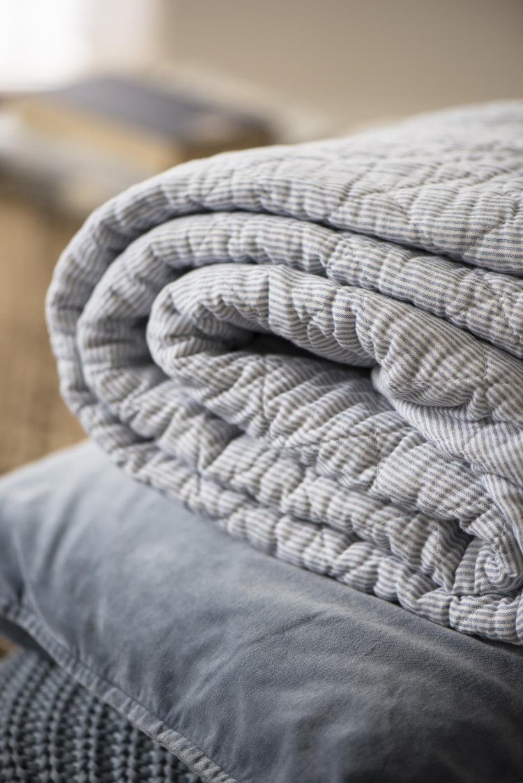IB LAURSEN Quilt | gesteppte Decke (Baumwolle | Streifen | weiß