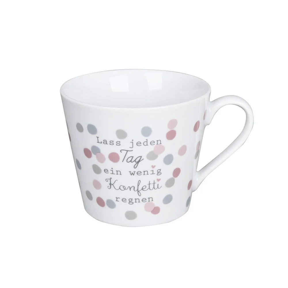 KRASILNIKOFF Happy Cup Tasse "Lass jeden Tag | Konfetti" 400 ml