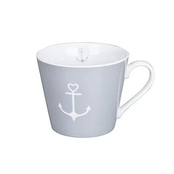 KRASILNIKOFF Happy Cup Tasse "Anker grau" 400 ml