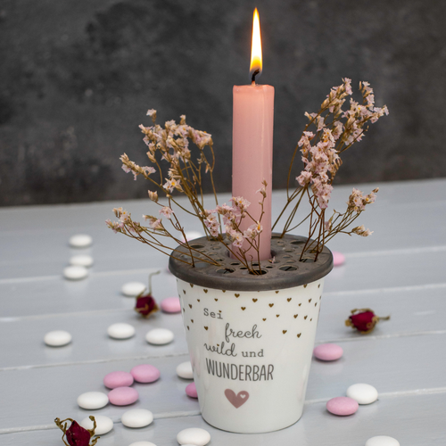 deko mit kunstblumen Gesteck Blumen seo:edelstahlbecher