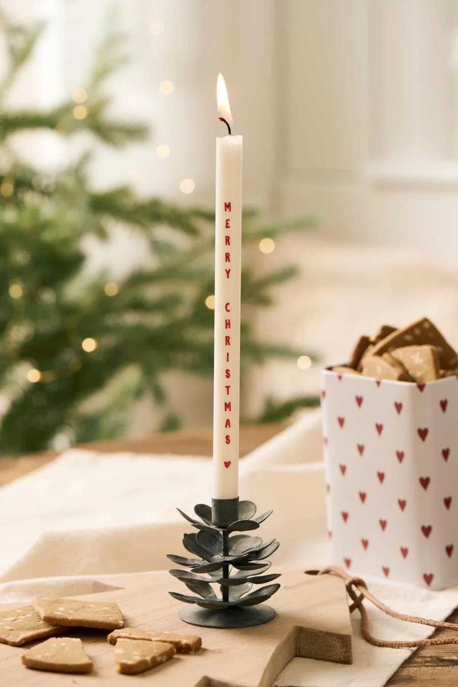 Ib Laursen Kerze schmal Merry Christmas in rot 20 cm.jpg