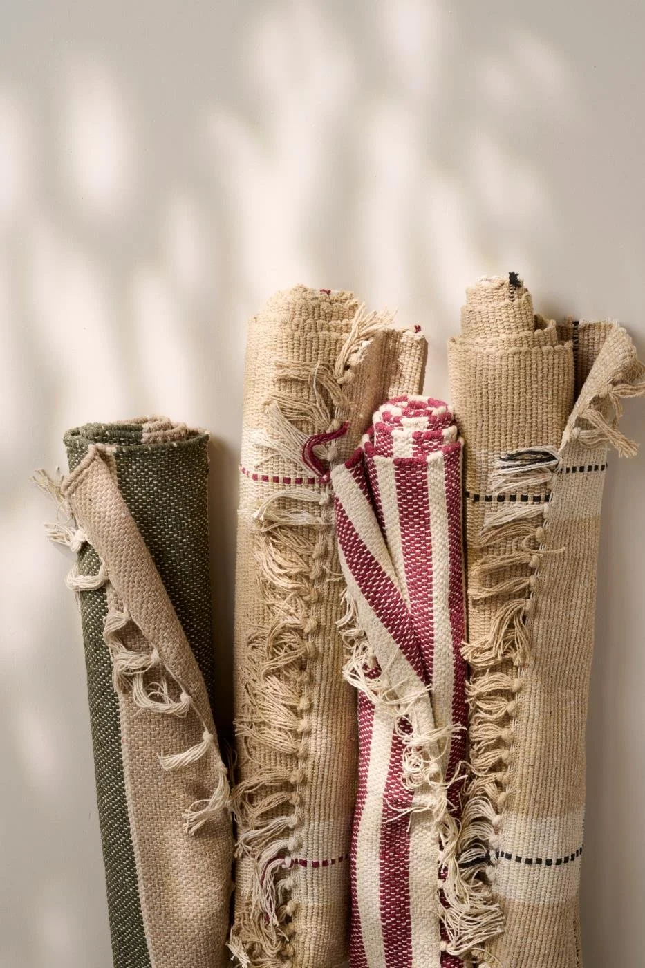 Ib Laursen Bodenlaeufer breite Streifen creme beige olivegruen rote Streifen 120x60 cm.jpg (Kopie)