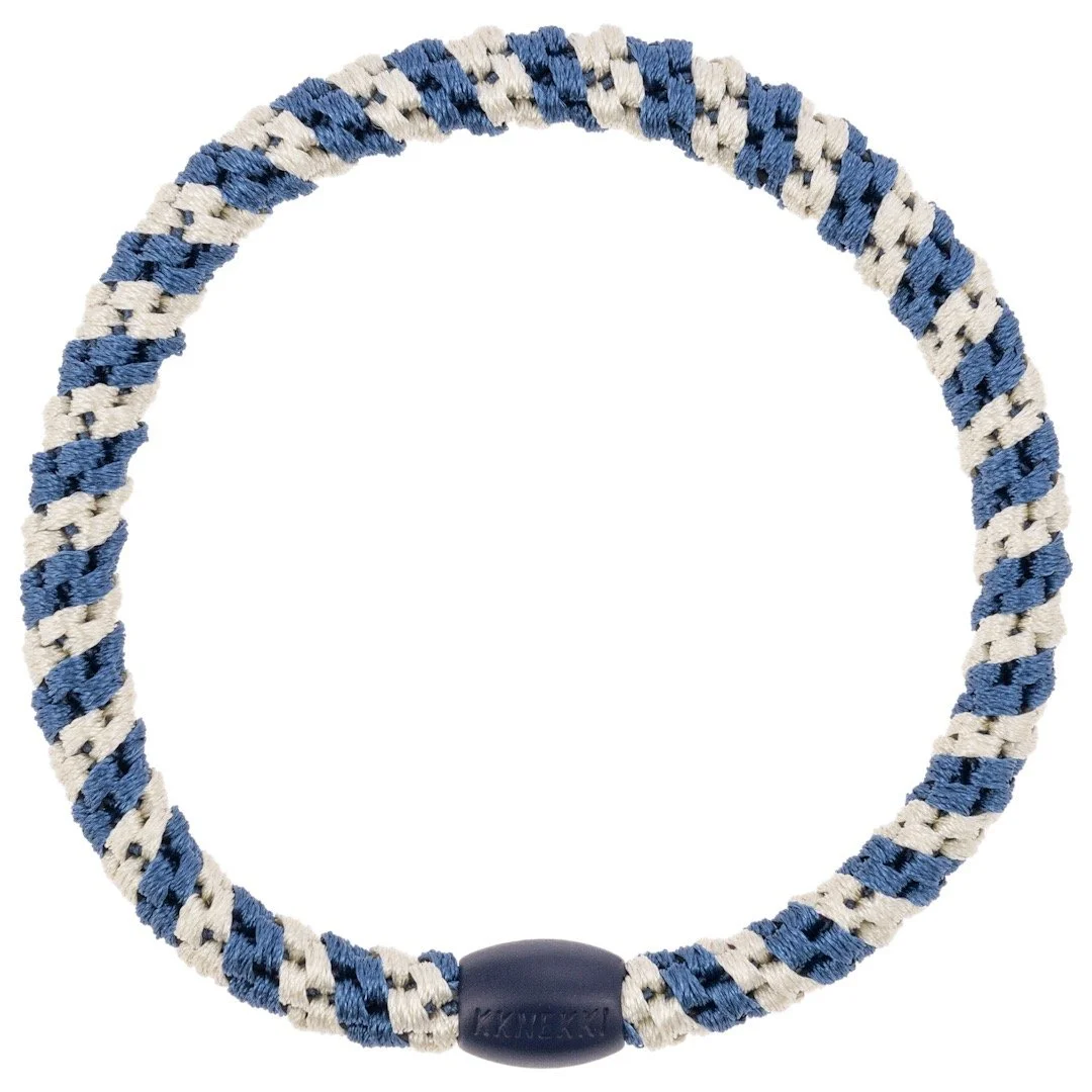 KKNEKKI Haargummi | Armband (Slim Indigo Ivory Stripe)