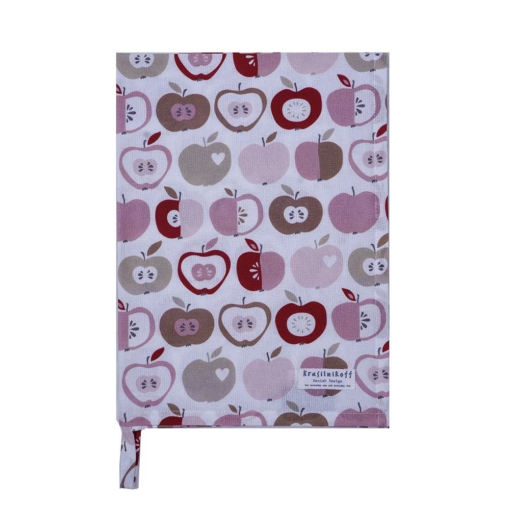 KRASILNIKOFF Geschirrtuch RETRO ÄPFEL (Rosa)