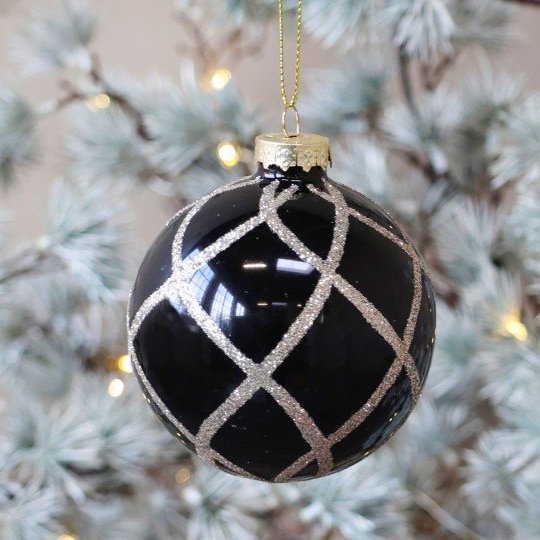 CHIC ANTIQUE Kugel Weihnachten mit Glitzer (antique kohle | schwarz