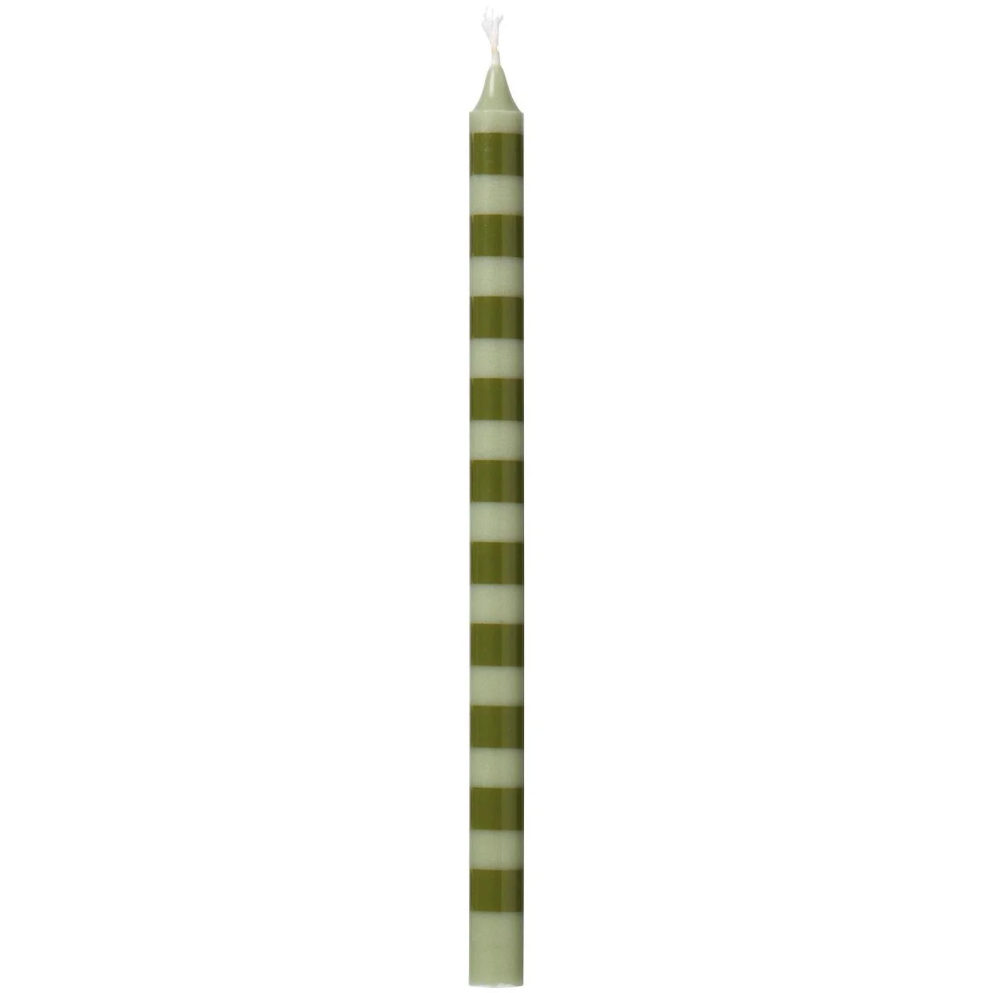 Ib Laursen schmale Kerze 20 cm gestreift olivegruen hellgruen 78053-00.jpg
