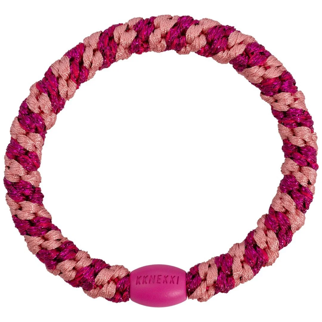 KKNEKKI Haargummi Armband Stripe faded rose electric pink.jpeg