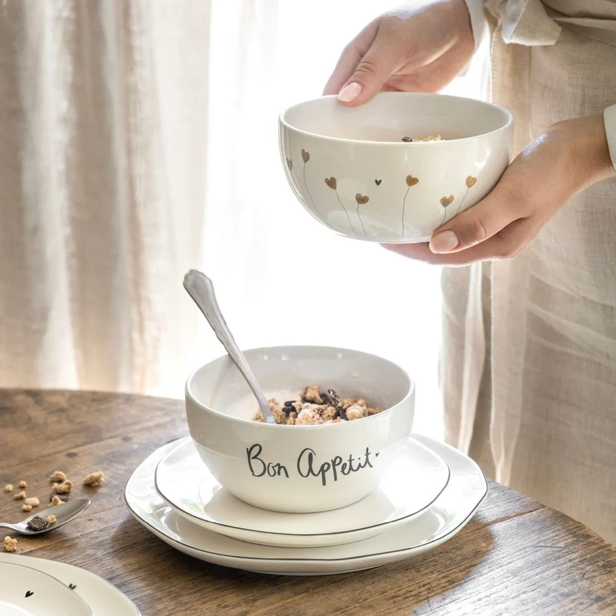 Bastion Collections Bowl Schale Hearts in Bloom goldene kleine Herzen.jpg