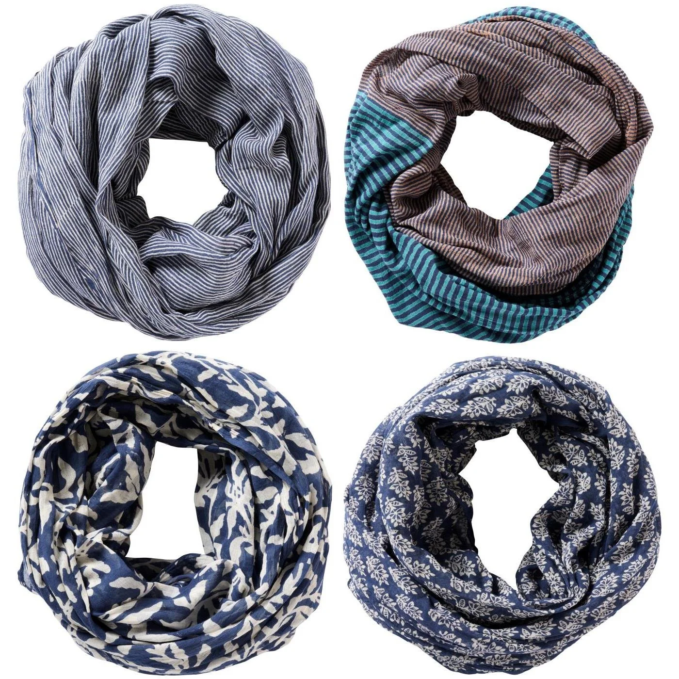 Ib Laursen Halstuch Baumwolle Blau Toene und Muster 44000-99.jpg