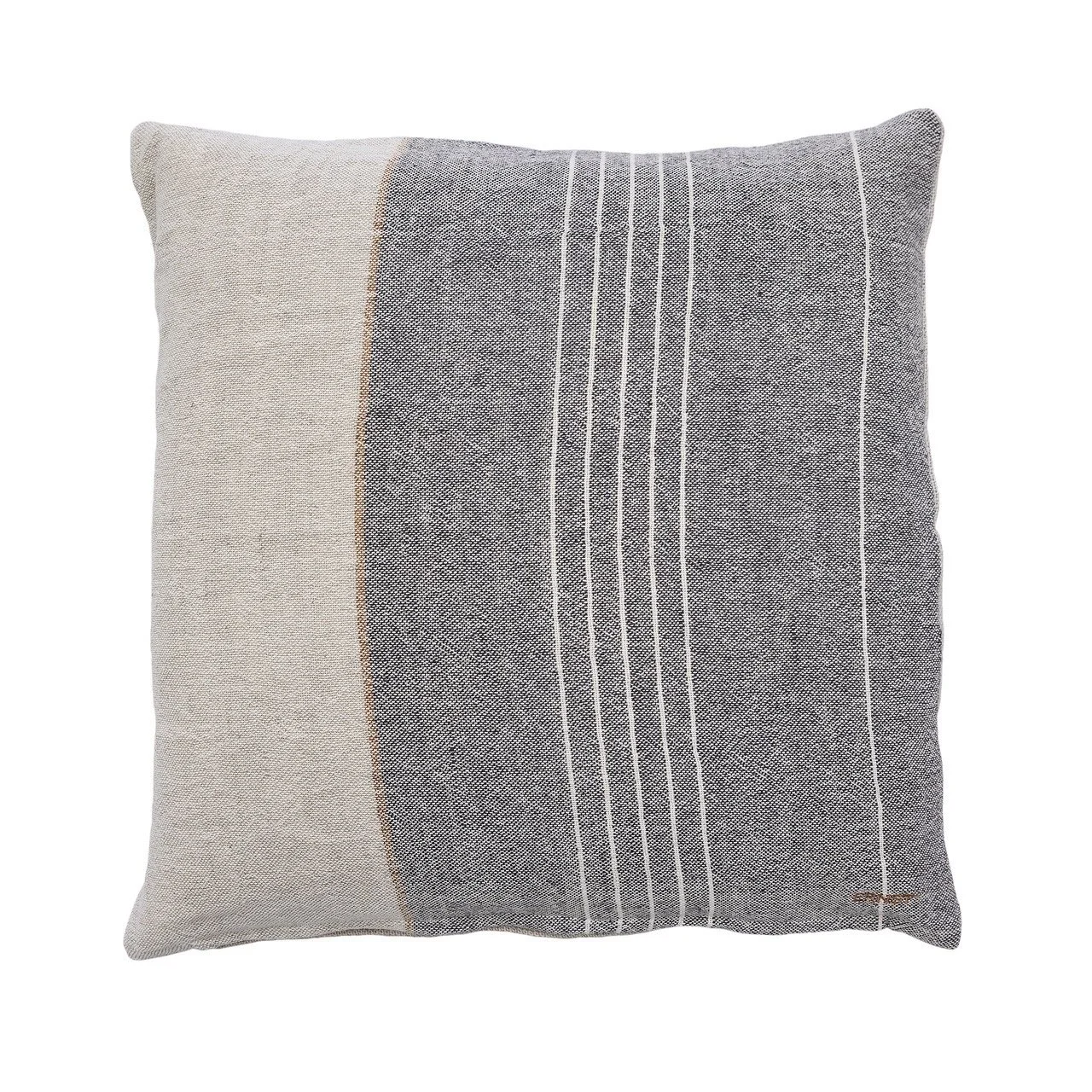 ERNST Kissenbezug mit Streifen (Grau | Natur | Halbleinen | 50x50 cm)