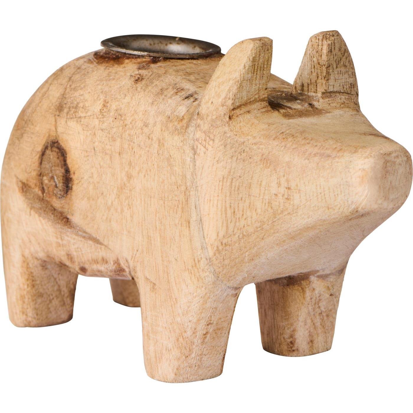IB LAURSEN Kerzenhalter "Schweinchen" (Holz | Unika | groß)