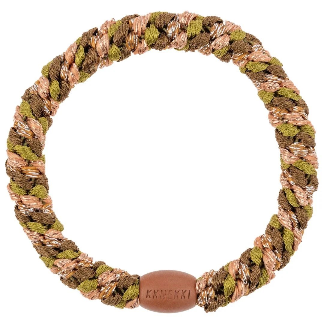 KKNEKKI Haargummi | Armband (Mix Oliven Cognac Glitter)