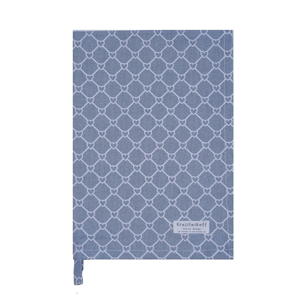 Krasilnikoff Geschirrtuch Diagonale Herzen Blau Dusty Blue KW13615.jpeg
