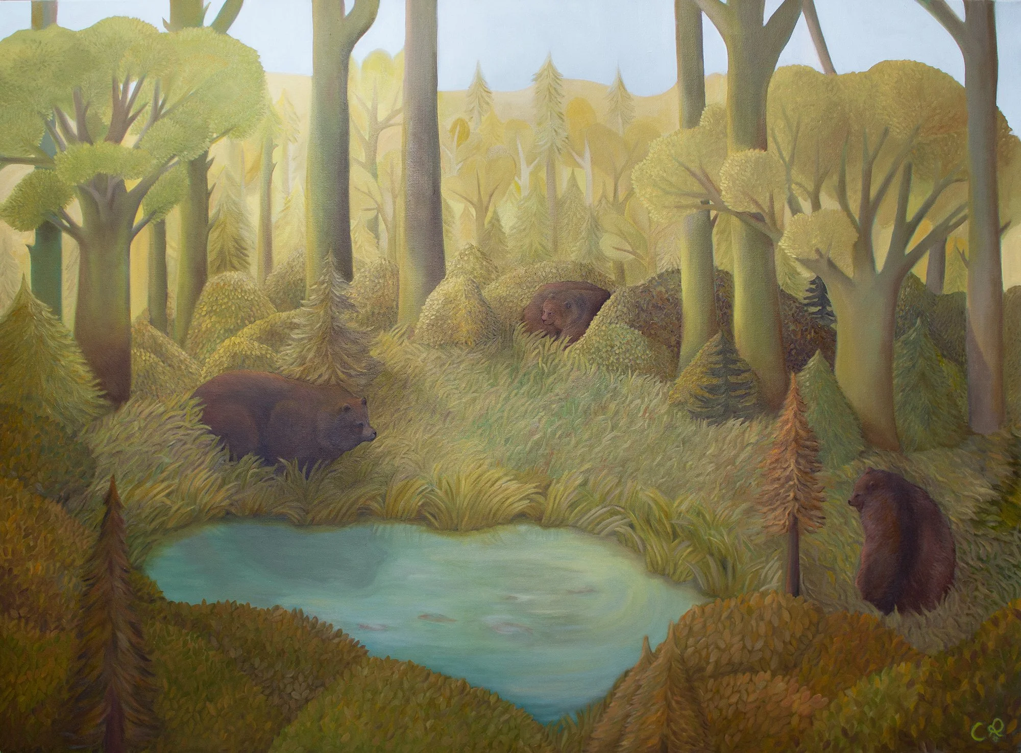 The Three Bears, 2025, 36 x 48 in, oil 