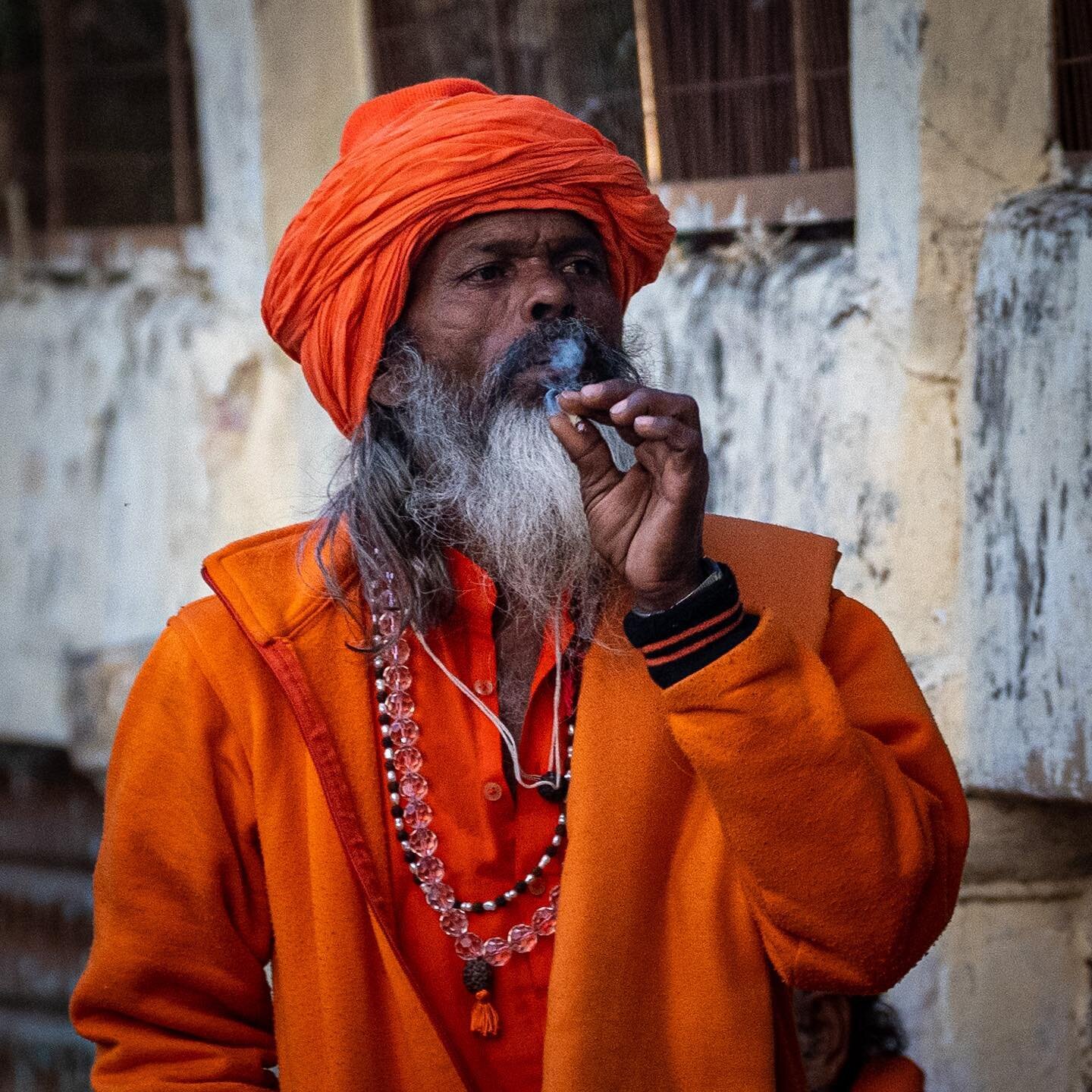 Sadhu smoking in Ram Jhoola Ganga Ghat