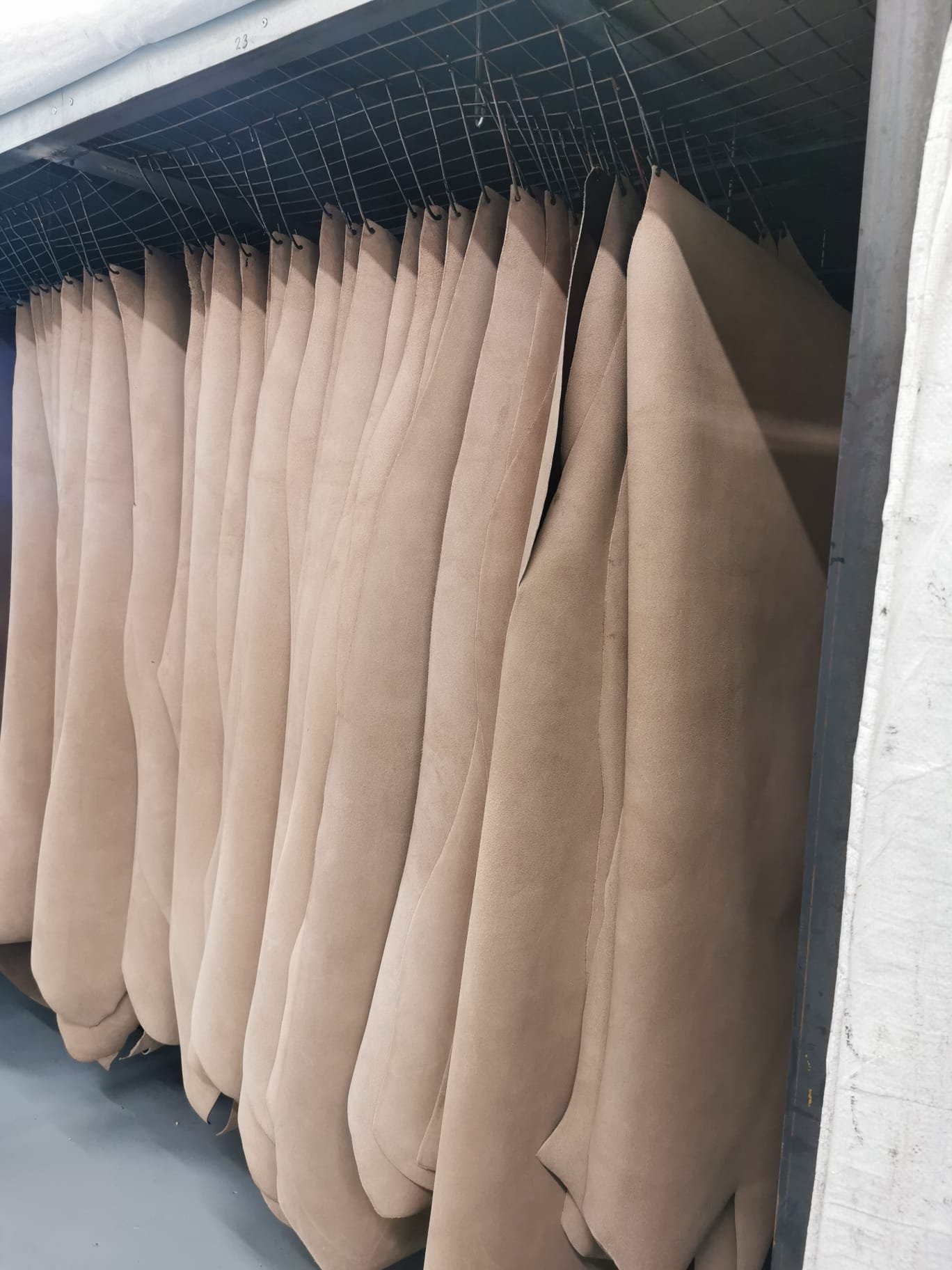 Leather being dried
