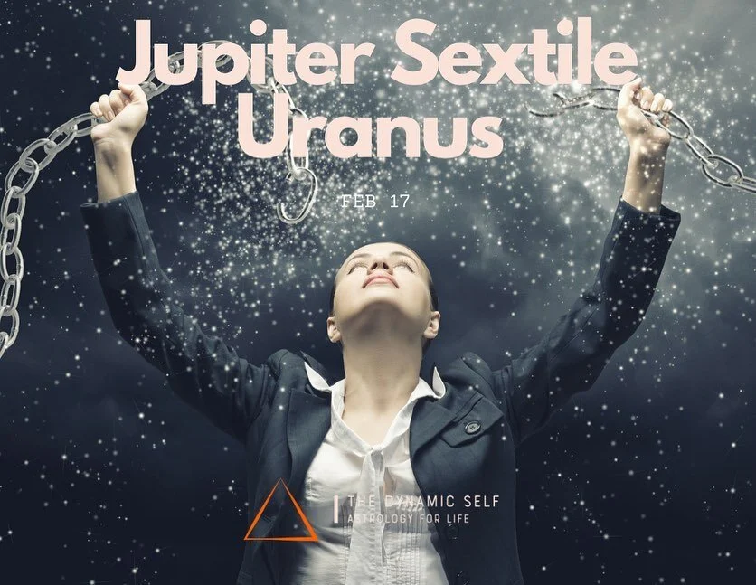 Jupiter Sextile Uranus : yes!  February 17, 2022 @ 4:23pm MST (11&deg; 12&rsquo;)
There is so much to say about the chart for the moment that this transit perfects.  The day should reflect the possibility, compassion, service to the greater good.  Bu