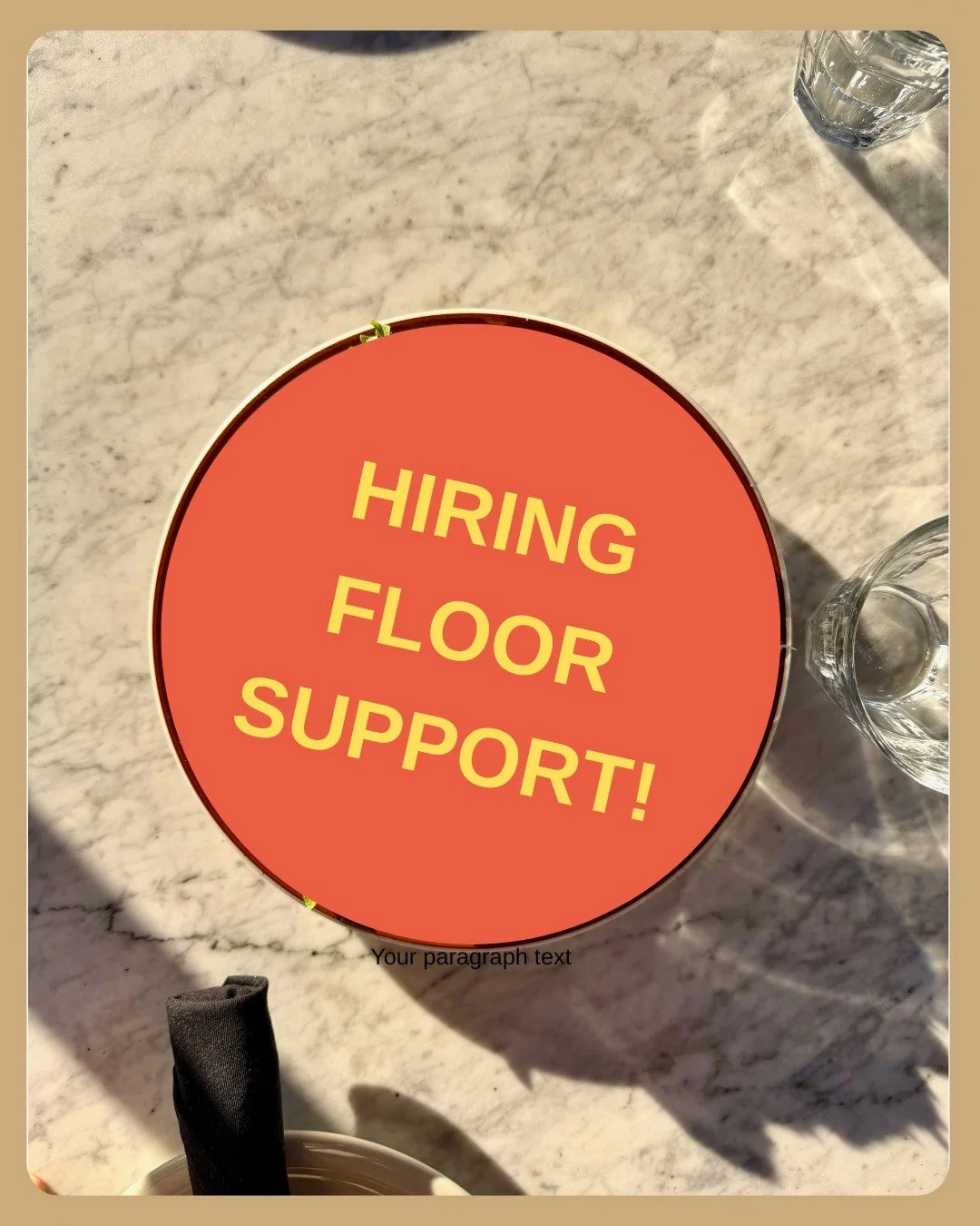 We are looking to add a floor support member to our team! Support staff are responsible for helping set up our restaurant for service, running food, polishing glasses, clearing tables, and assisting with the flow of our busy dinner service. Our suppo