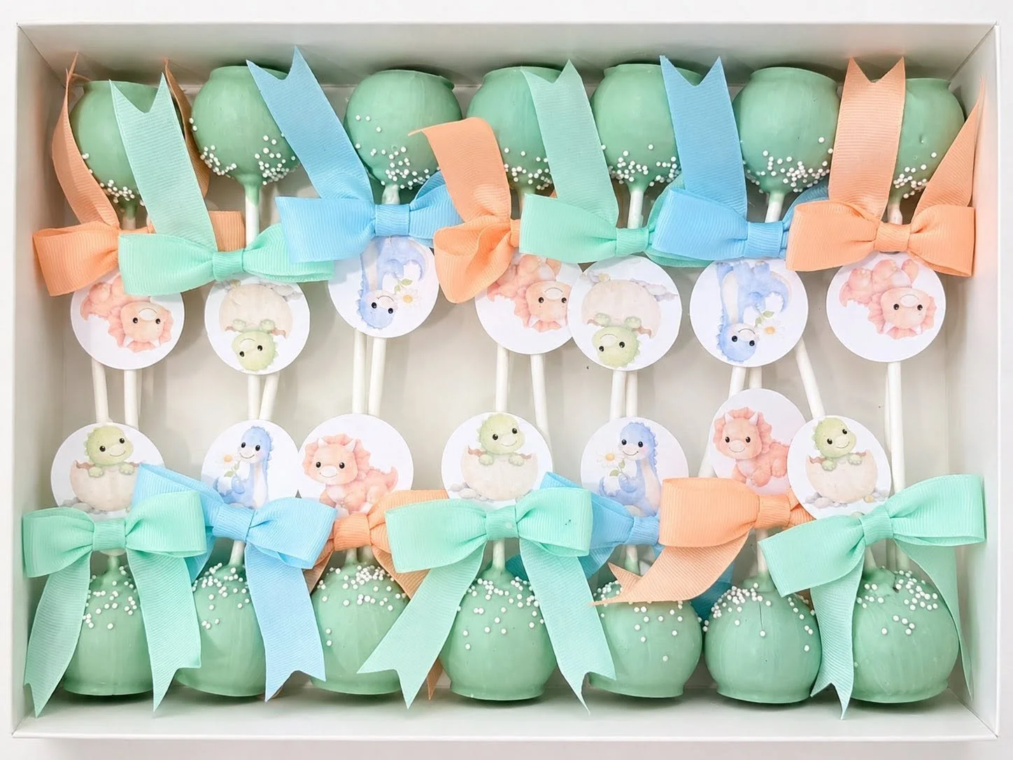 Baby Dinosaur Pastel Baby Shower Baby Cake Pops in Box