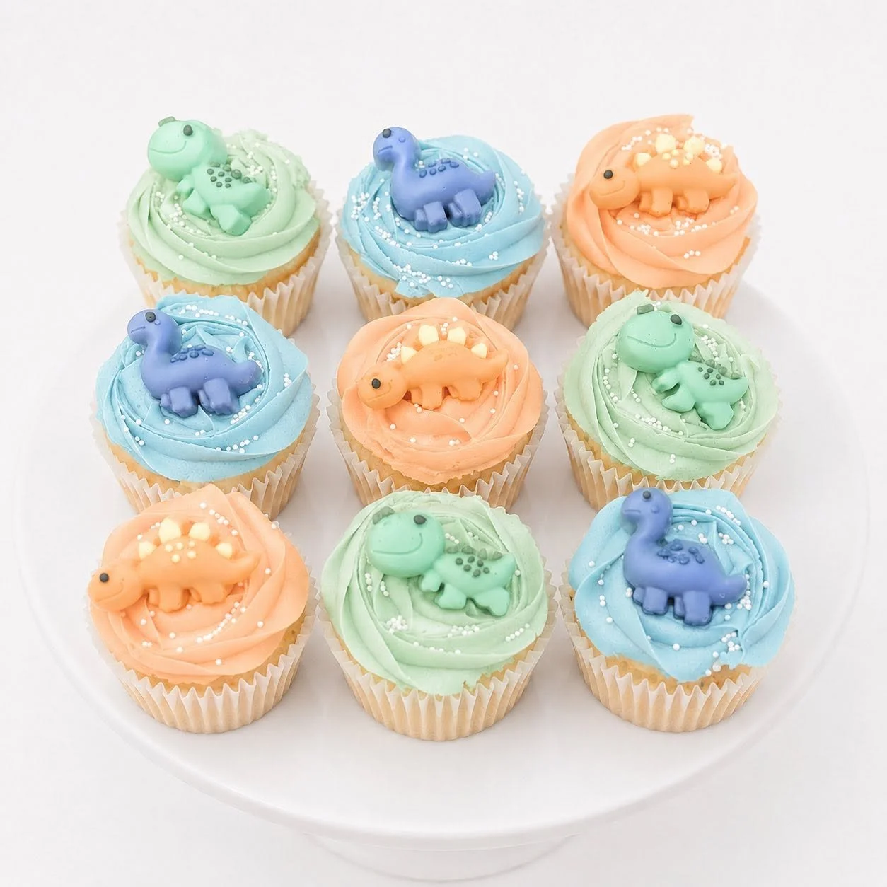 Baby Dinosaur Pastel Baby Shower Cupcakes