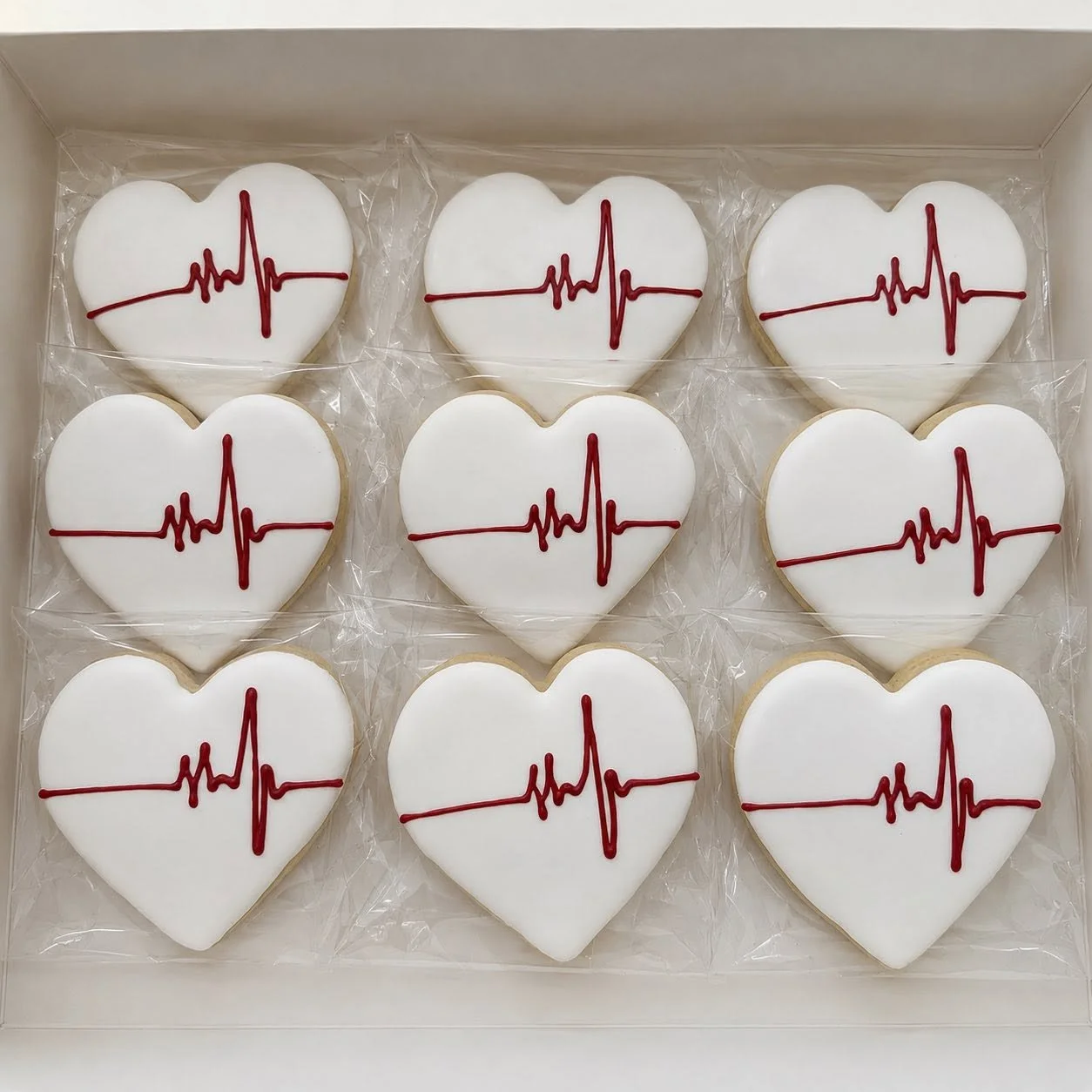 Nursing Theme Custom Sugar Cookies White EKG Heart