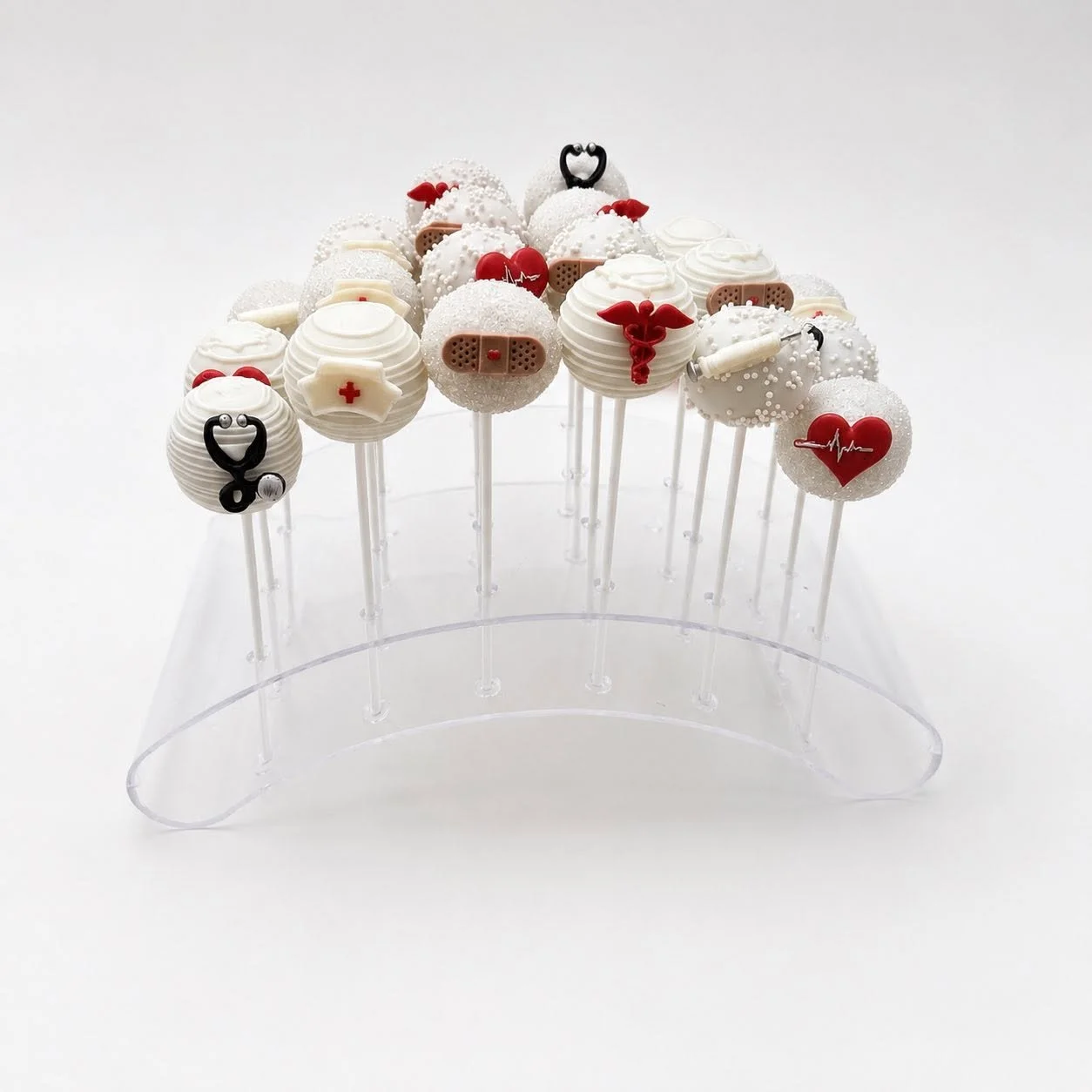 Nursing Themed Cake Pops in Display Stand