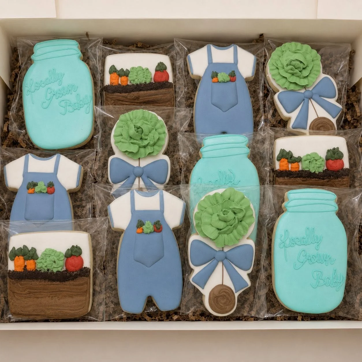 Locally Grown Baby Shower Produce Themed Custom Sugar Cookies