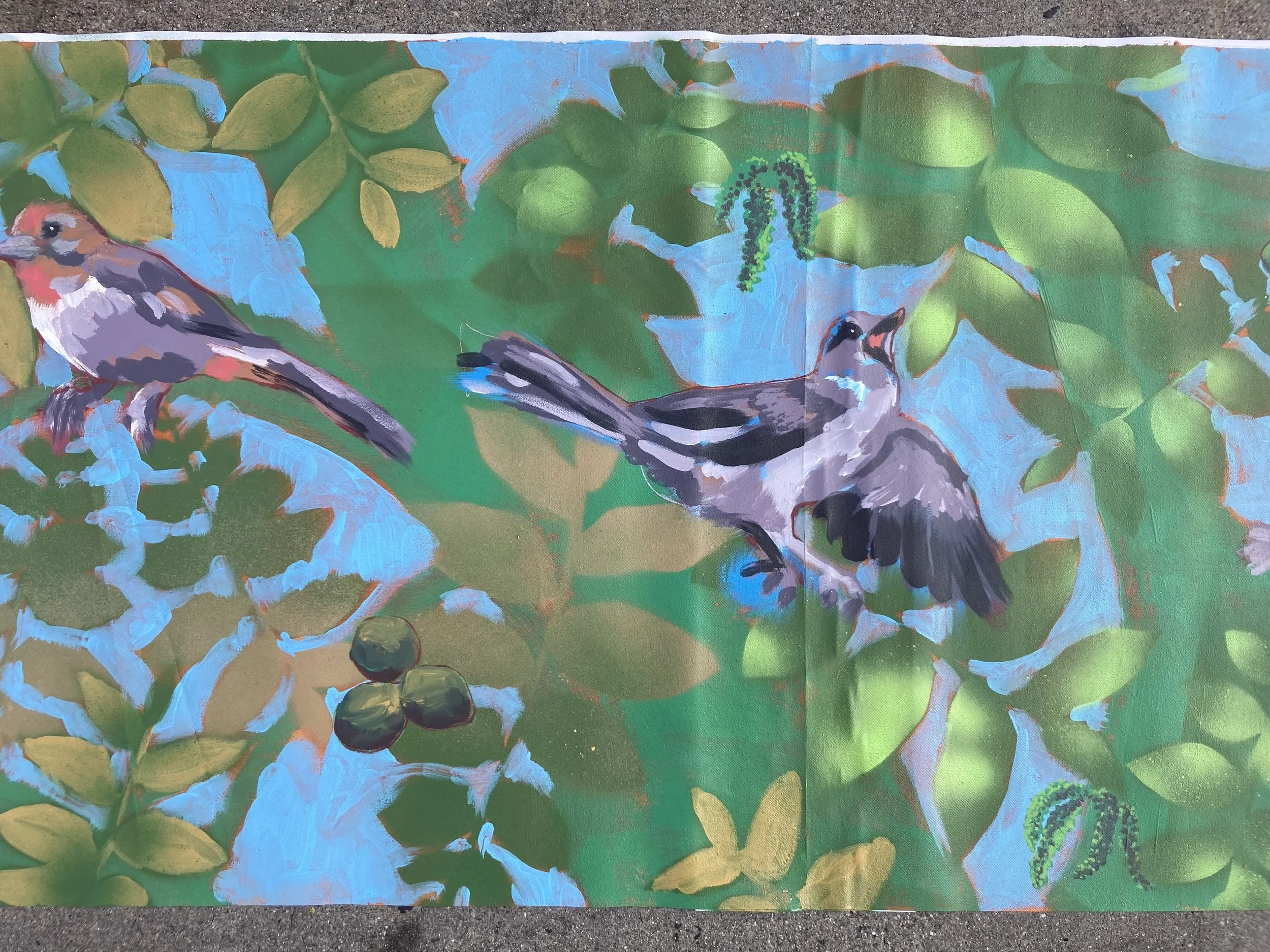 Mural of California black walnut tree and local fauna