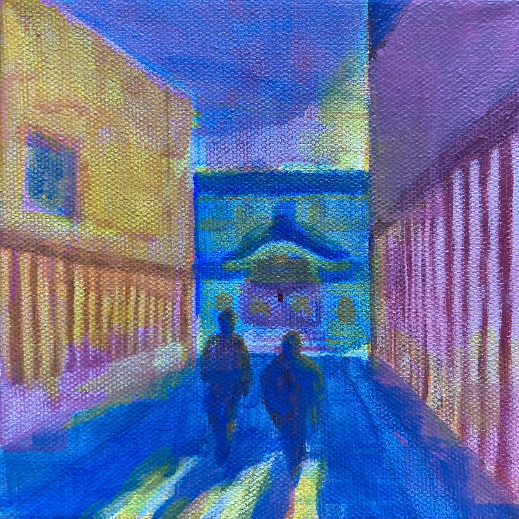 Acrylic painting of Koyasan Buddhist Temple in Little Tokyo, Los Angeles by Kenji C. Liu