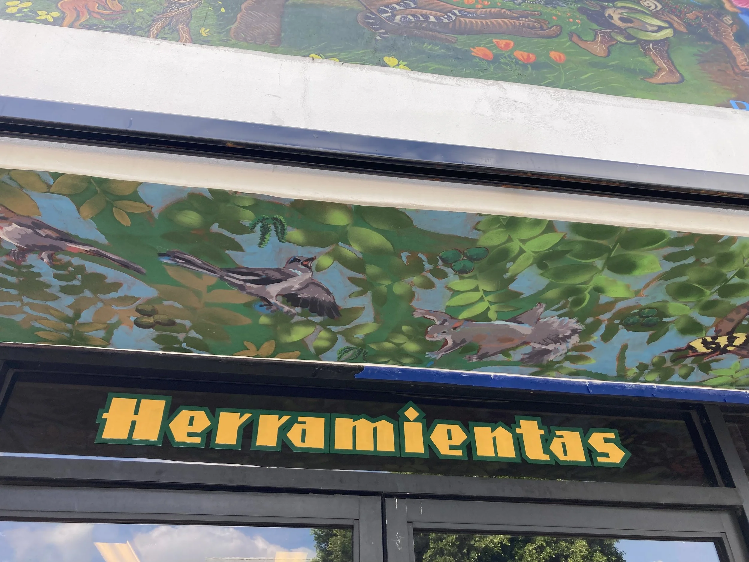 Ecological black walnut tree ceiling mural in El Sereno, Los Angeles