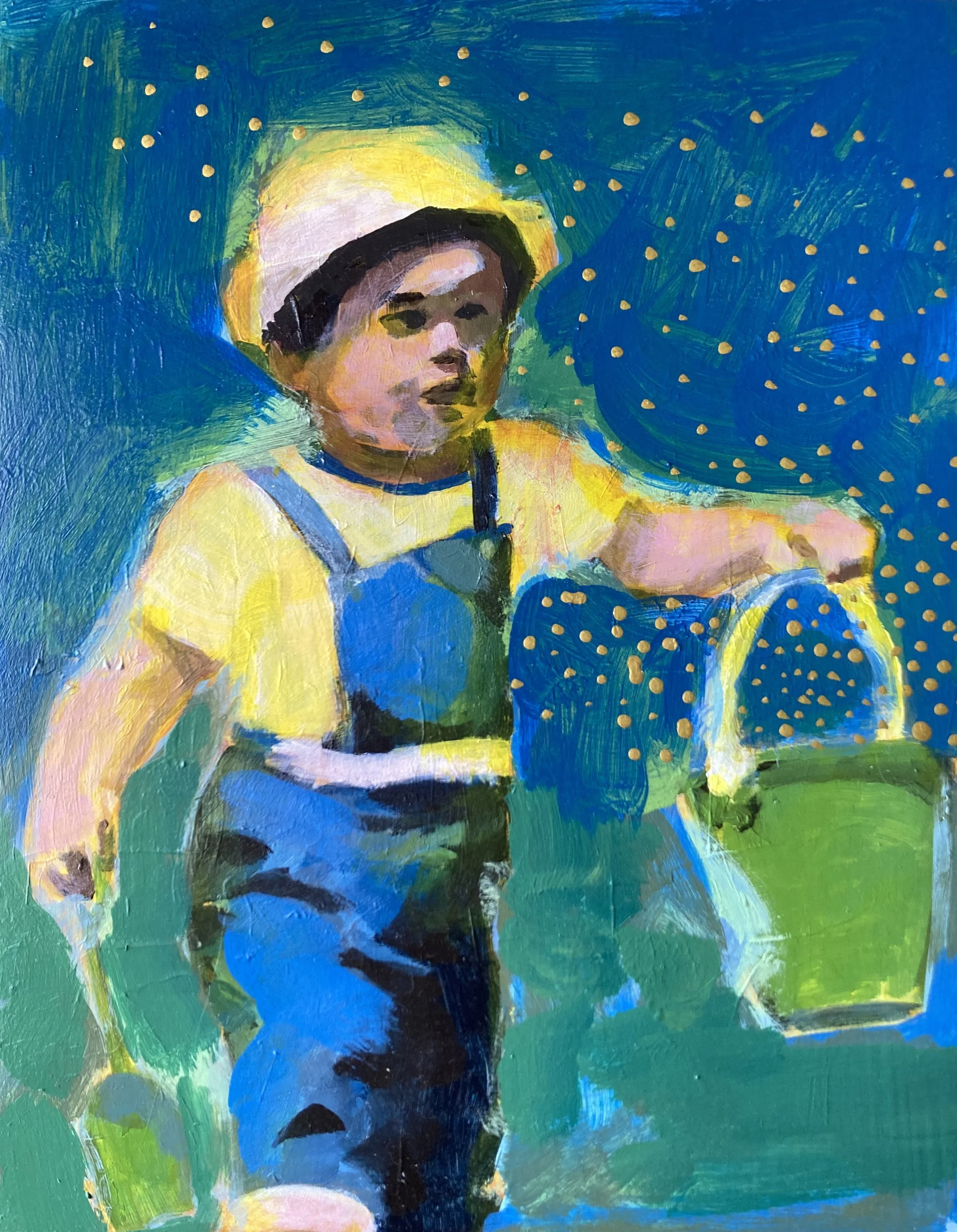 Self-portrait painting of the artist as a toddler