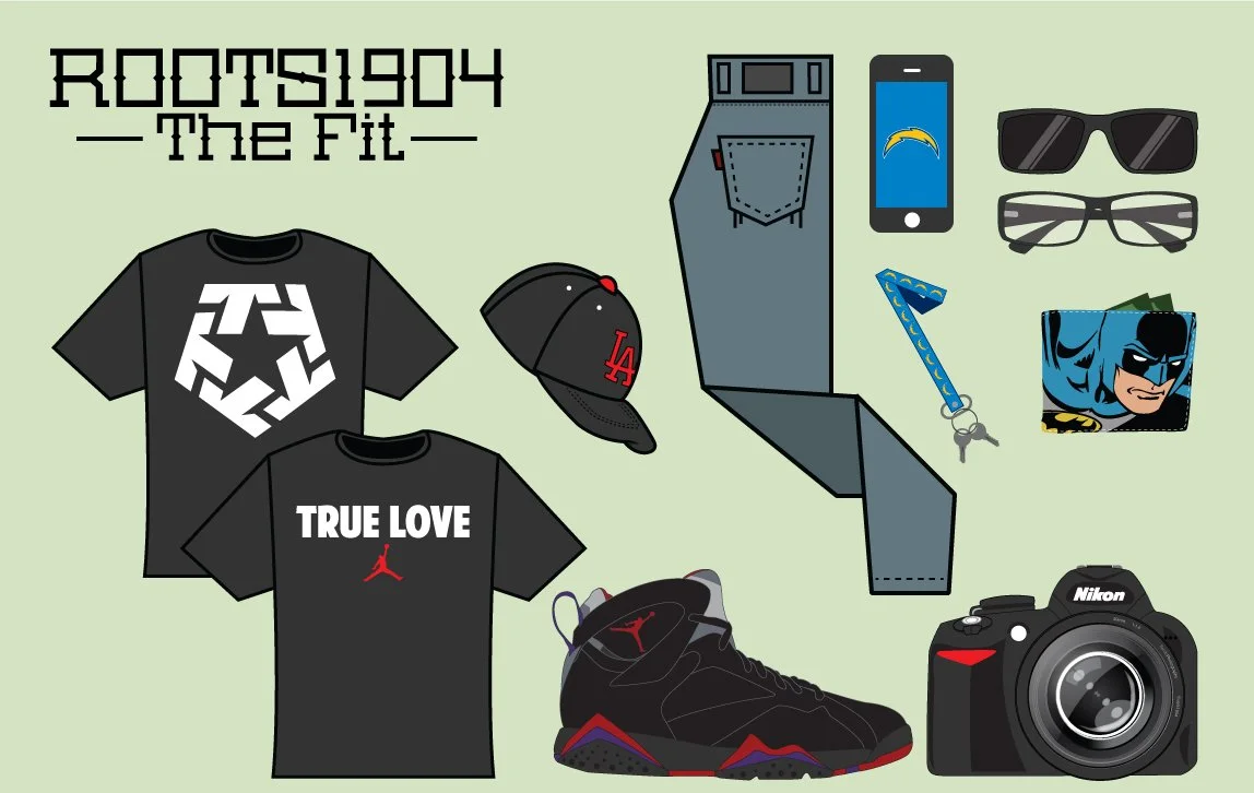 Flat Lay Graphic Design Outfit Grid (Personal Project)