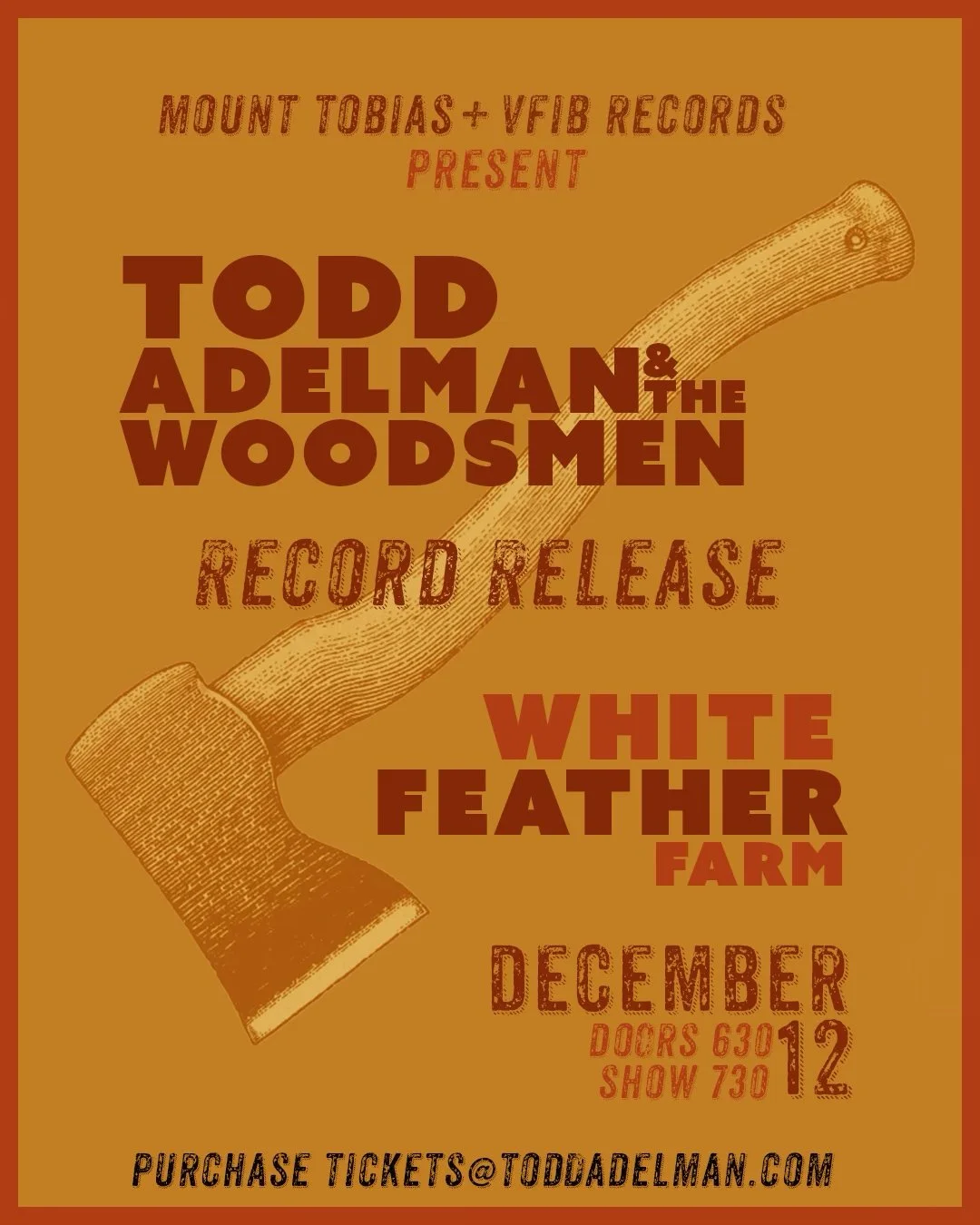 Record Release Show Dec 12 - Todd Adelman &amp; The Woodsmen