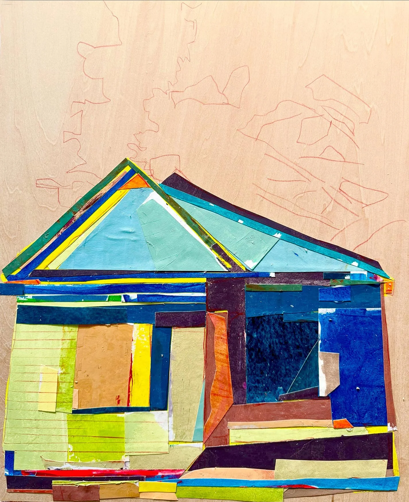 Daphne Minkoff - Burden and a Weight #2, oil painted on paper collaged to board, 20 x 16 in. 