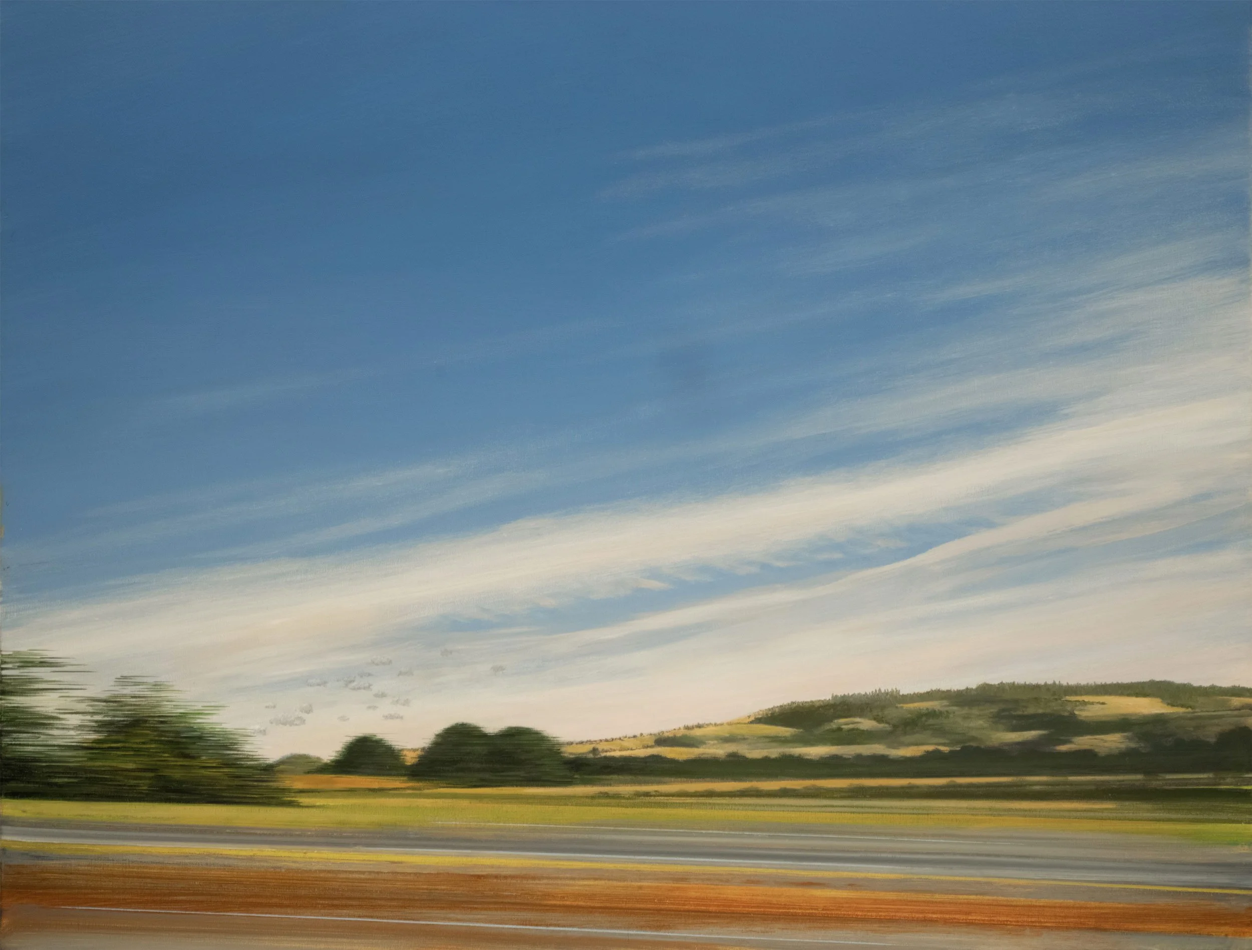 Fred Holcomb - Home Stretch, oil on canvas, 34 x 44 in. 