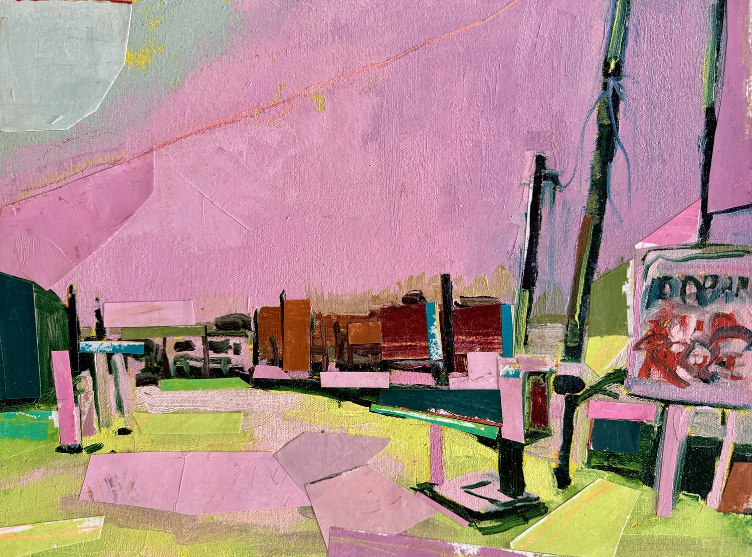 Daphne Minkoff - The Quiet Between #4, collage, oil on canvas over board, 12 x 16 in. $1200