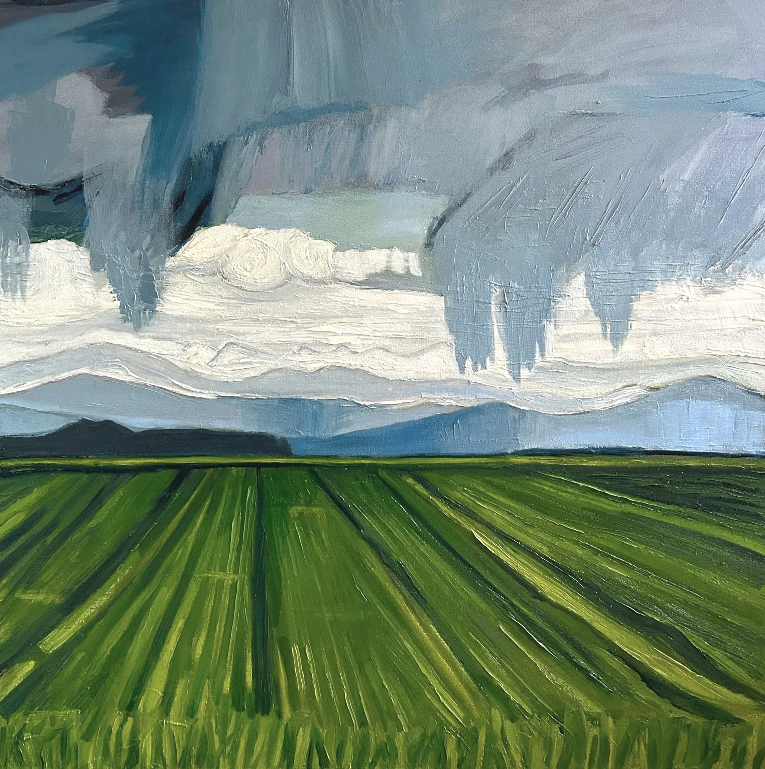 Hart James - The Sky is Falling, oil on canvas, 36 x 36 in. $3500