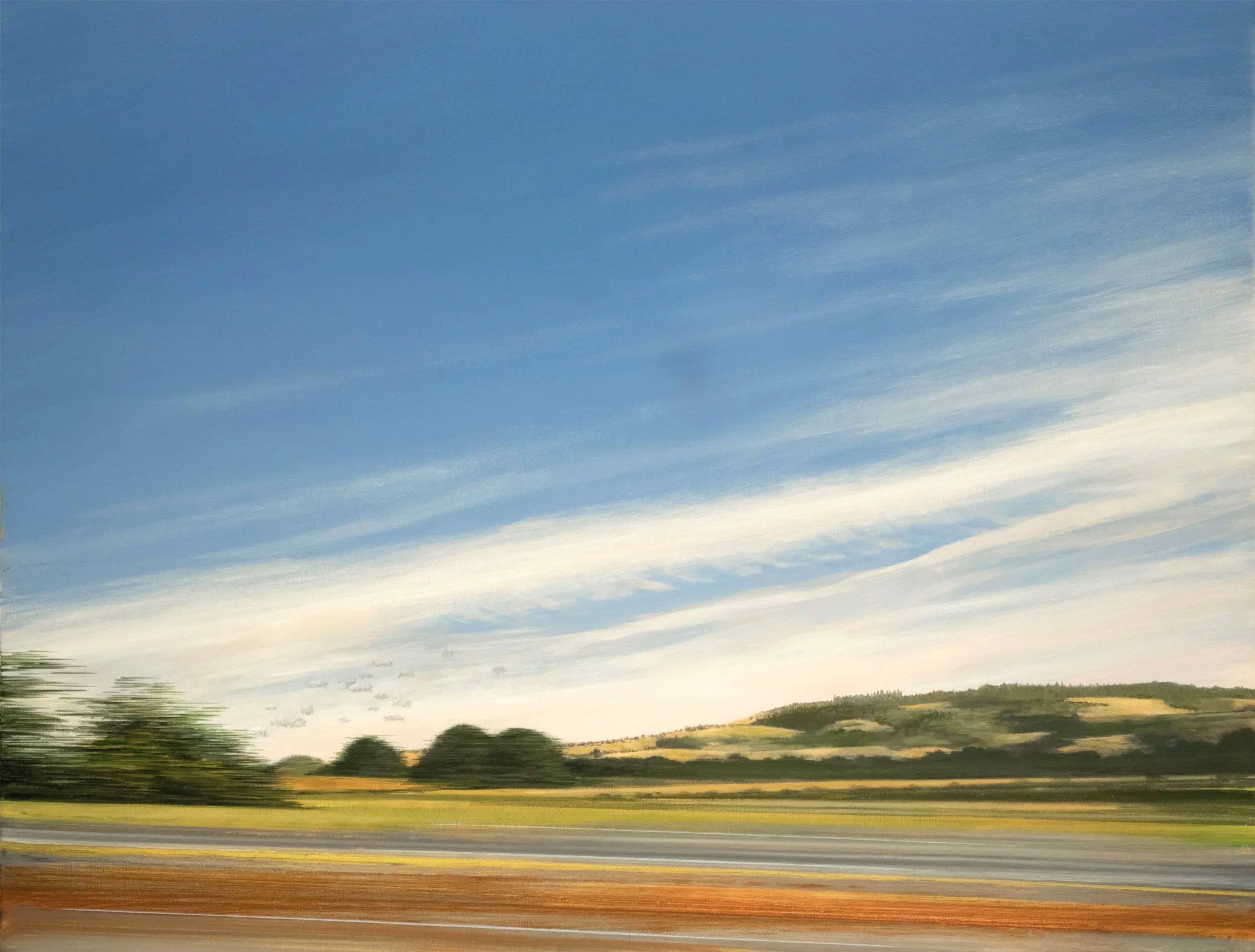 Fred Holcomb - Home Stretch, oil on canvas, 34 x 44 in. $4200